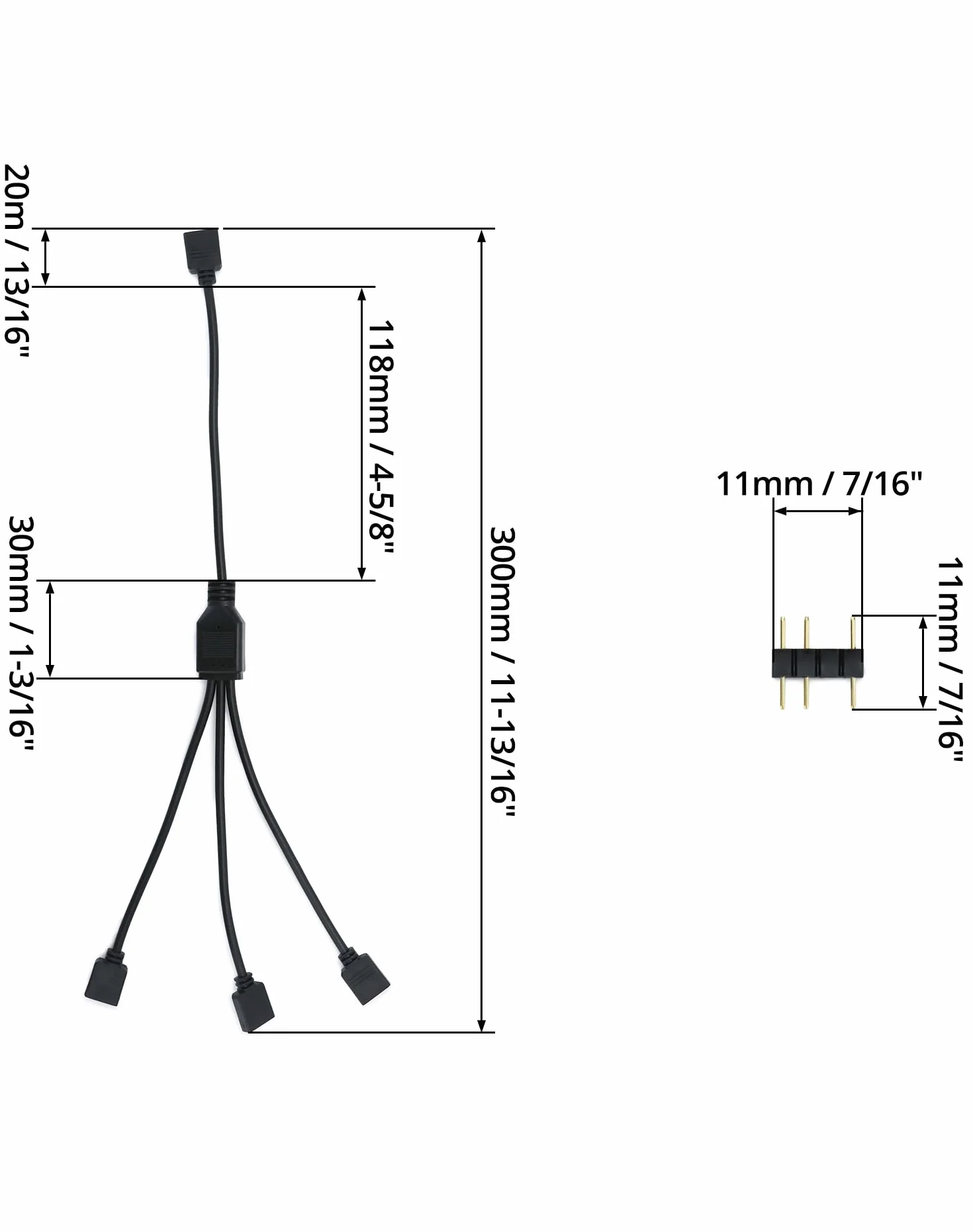 QWORK® Cavo splitter ARGB, 5 V, 3 pin, splitter argb, 1 presa su 3 spine, 30 cm, per dissipatore CPU e ventola ARGB 5 V