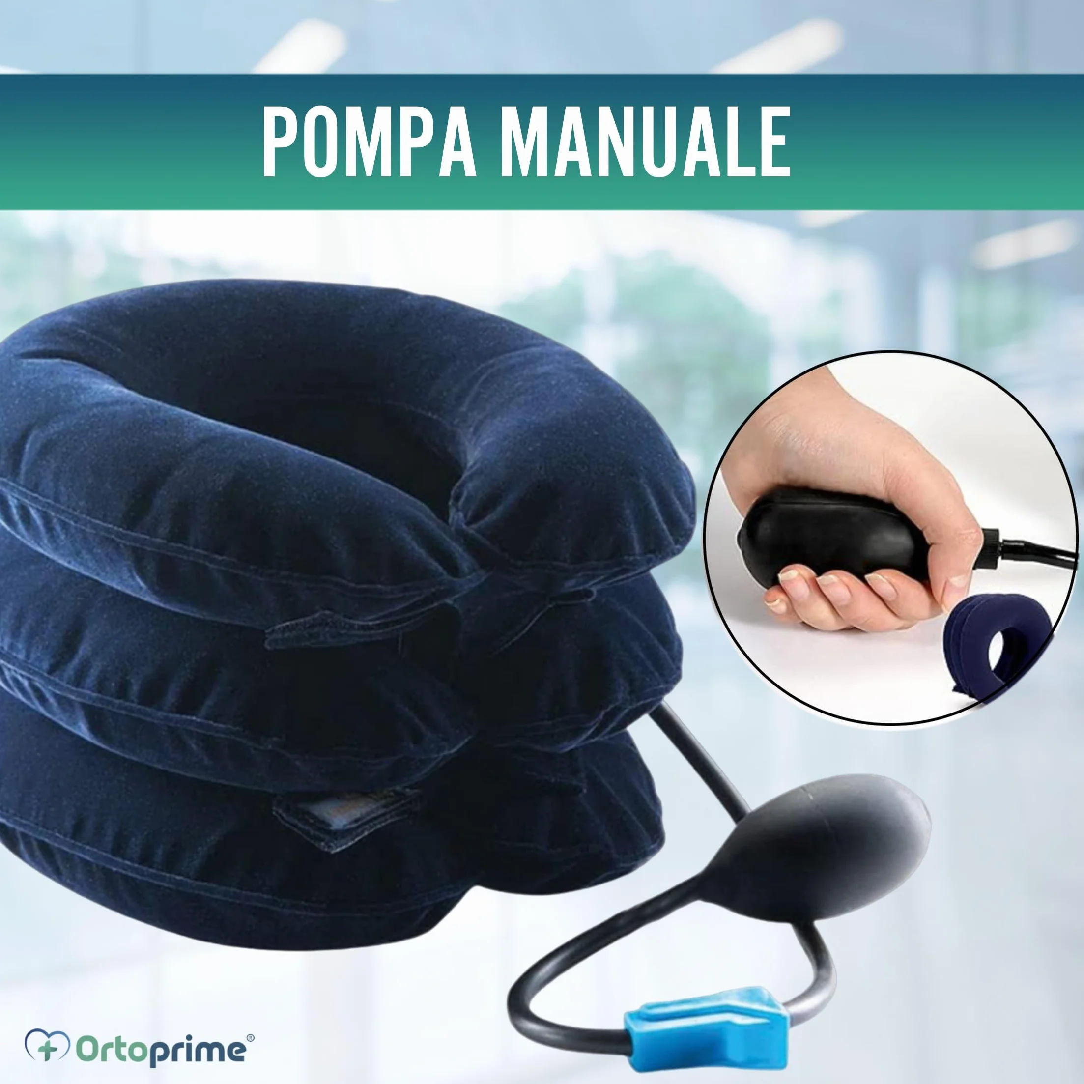 OrtoPrime Collare Cervicale Gonfiabile Trazione Cervicale Collo Professionale Cuscino Gonfiabile Neck Collar