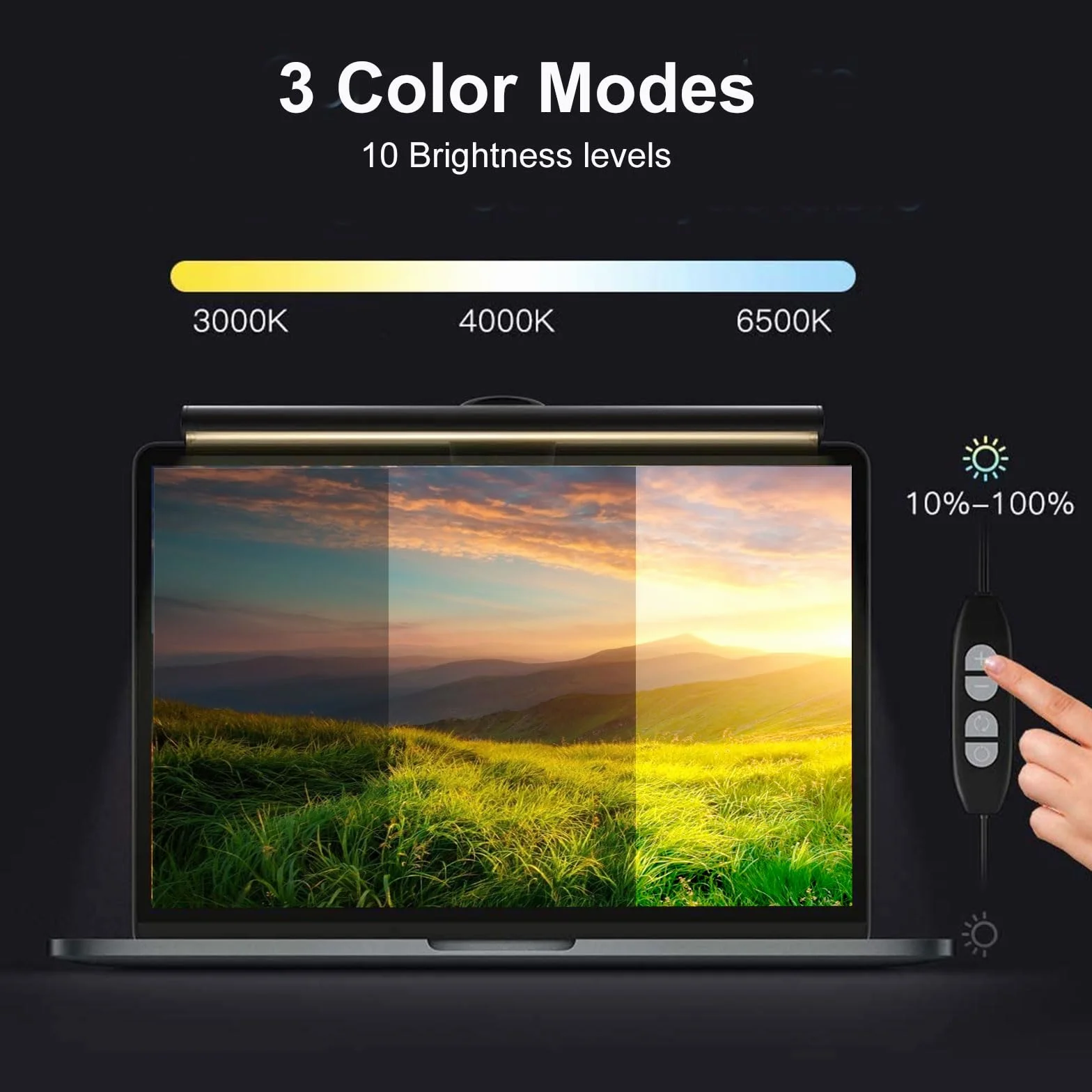 Wodgreat Laptop Monitor Lampada per LED Lampada USB per Gli occhi per Schermi di Notebook,10 luminosità e 3 livelli di temperatura colore,26cm,per la Cura degli Occhi