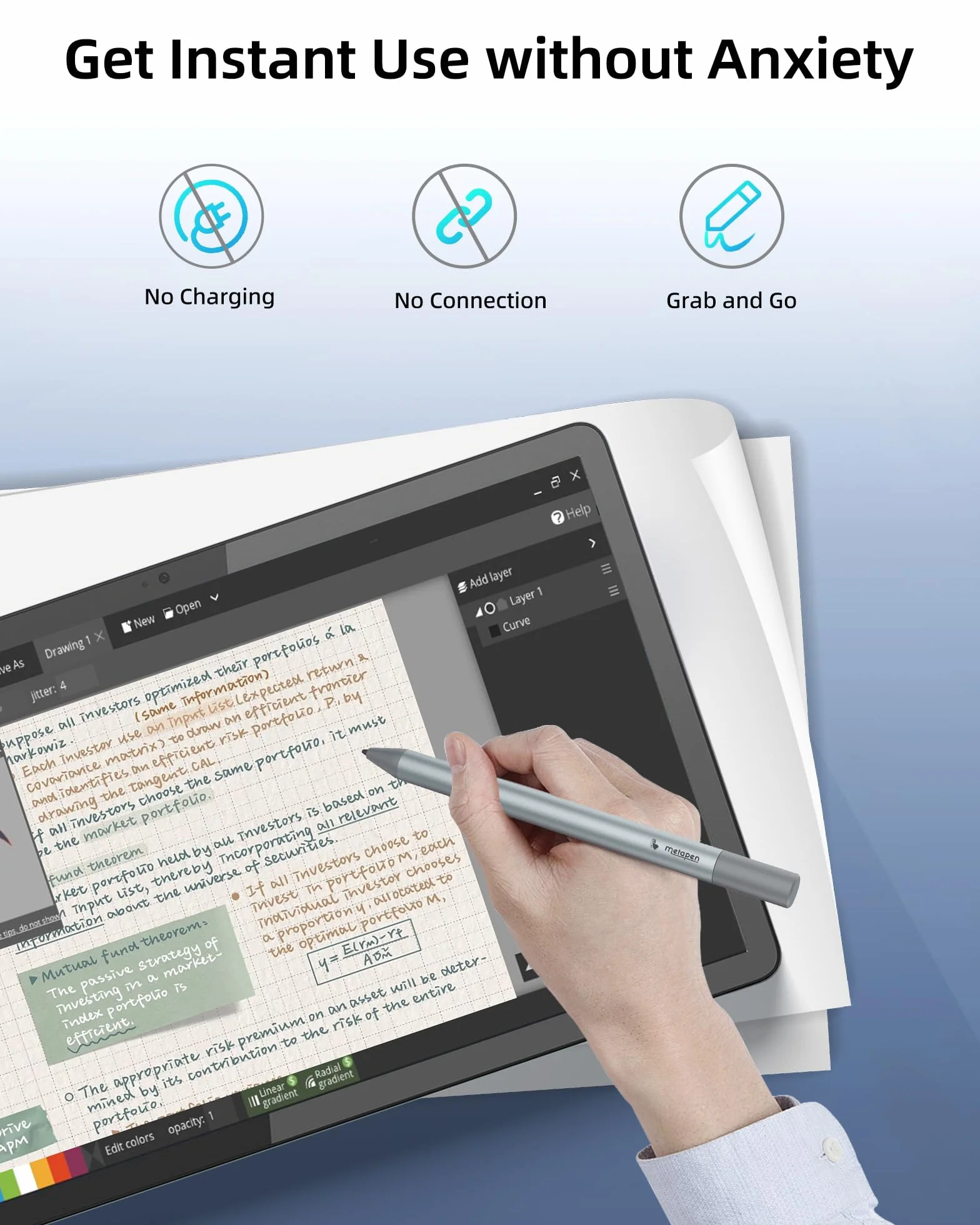 Metapen USI 2.0 Penna G1 Air Compatibile con Amazon Fire Max 11, Fire HD 10 (13th Gen, 2023 release), 4096 Pressione,180 Giorni di Durata della Batteria