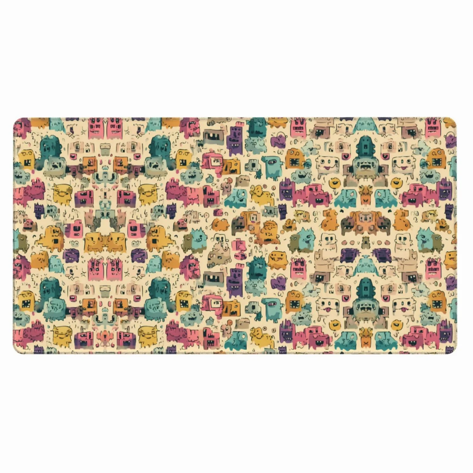 Tappetino da scrivania grande con stampa di mostri dei cartoni animati, per tastiera, base in gomma, motivo stampato, per ufficio, gaming, laptop, PC, nero