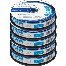Bluray MediaRange 25GB 10pcs BD-R Spindel Injekt Prin. 6x