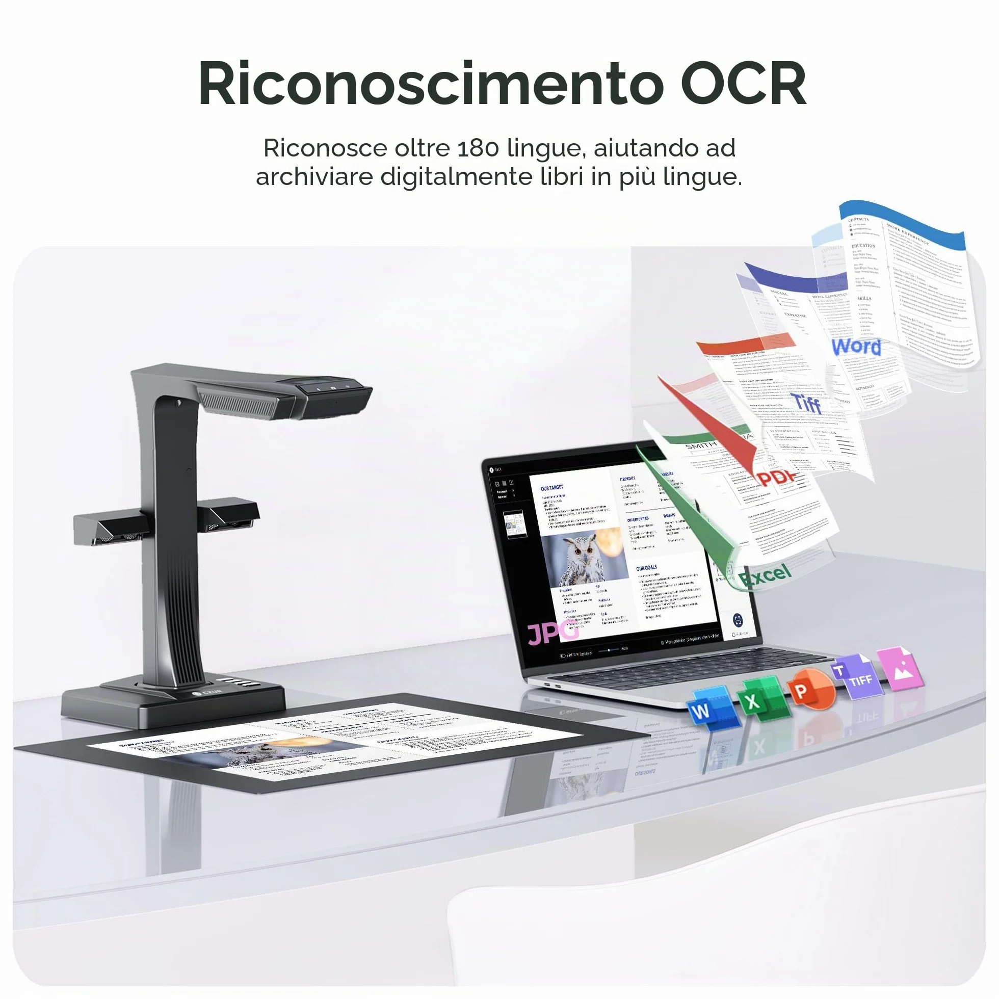 CZUR ET24 Pro 24MP Scanner di Documenti, professionale A3 Scanner con HDMI, OCR 180+ Lingue, 320Dpi, Ttelecamera per Documenti, Windows, macOS e Linux