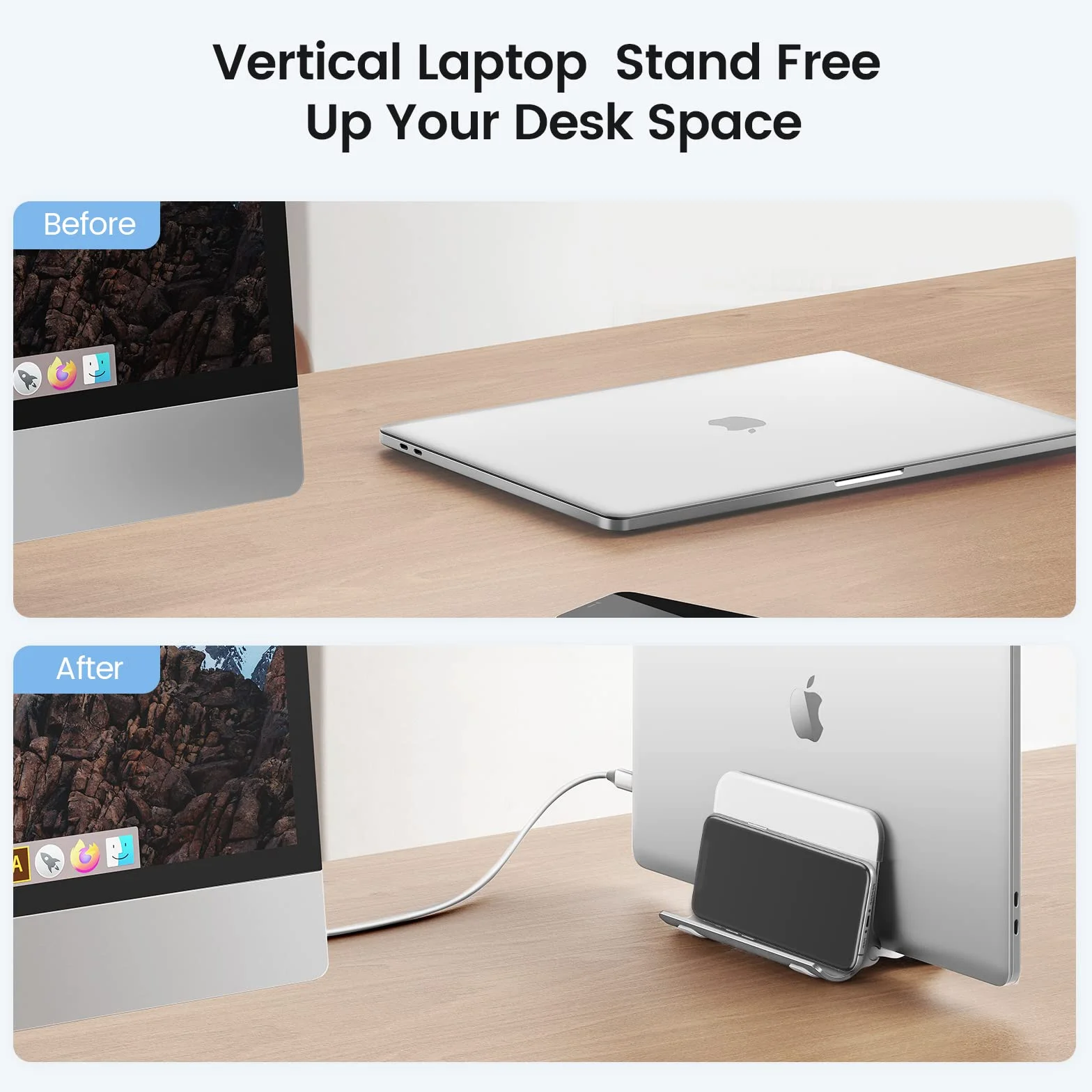 ORICO Supporto verticale per computer portatile, Vertical Laptop Stand regolabile, Supporto Verticale per Laptop in alluminio, per MacBook/Surface/Dell/laptop da gioco