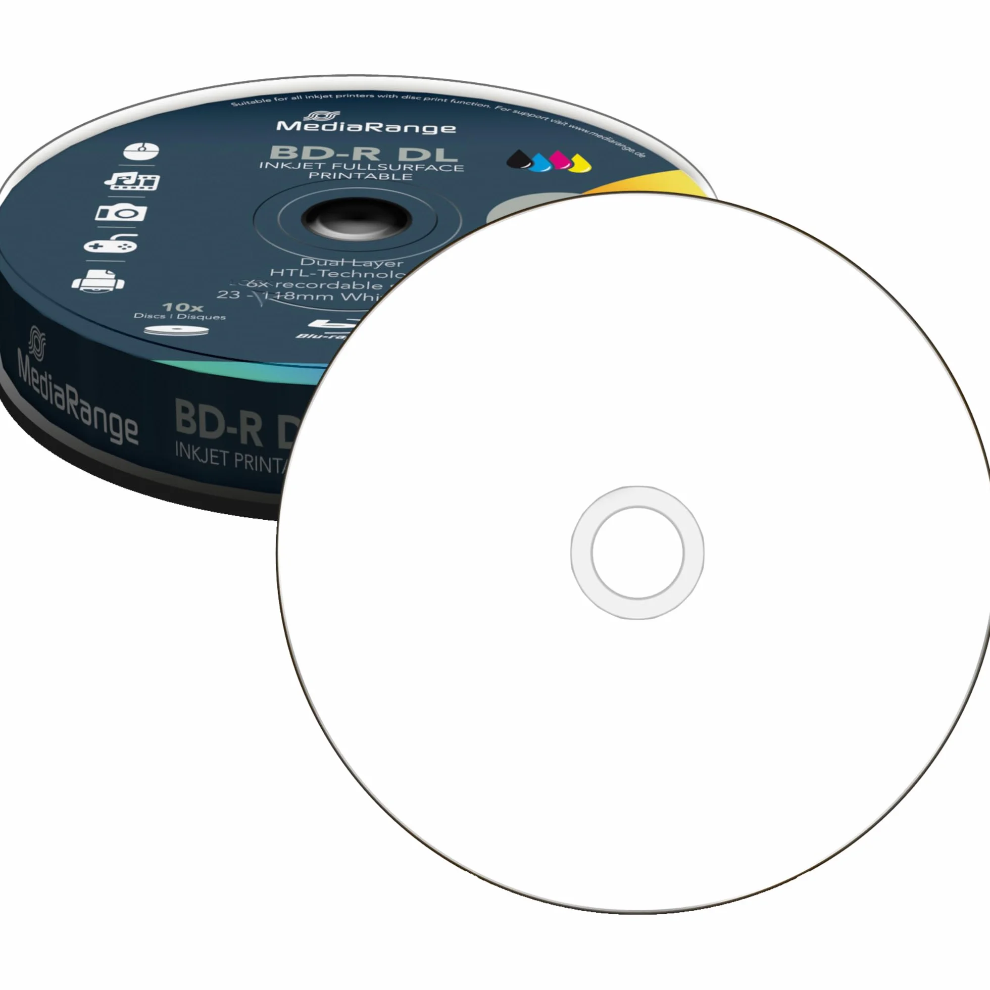 10 BLU-RAY - Mediarange BD-R DL 50 Gb, velocità 6x, stampabile full printable