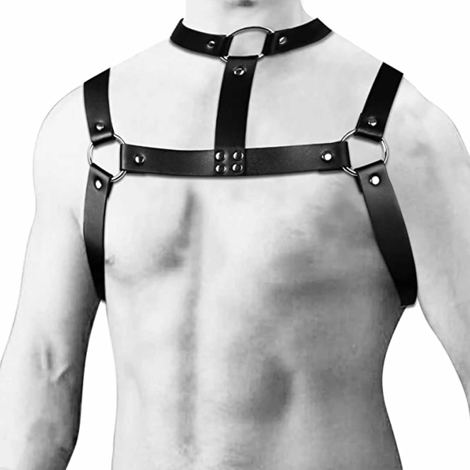 Imbracatura toracica in pelle da uomo Punk Cinturino pettorale regolabile Bondage Costumi da festa cosplay