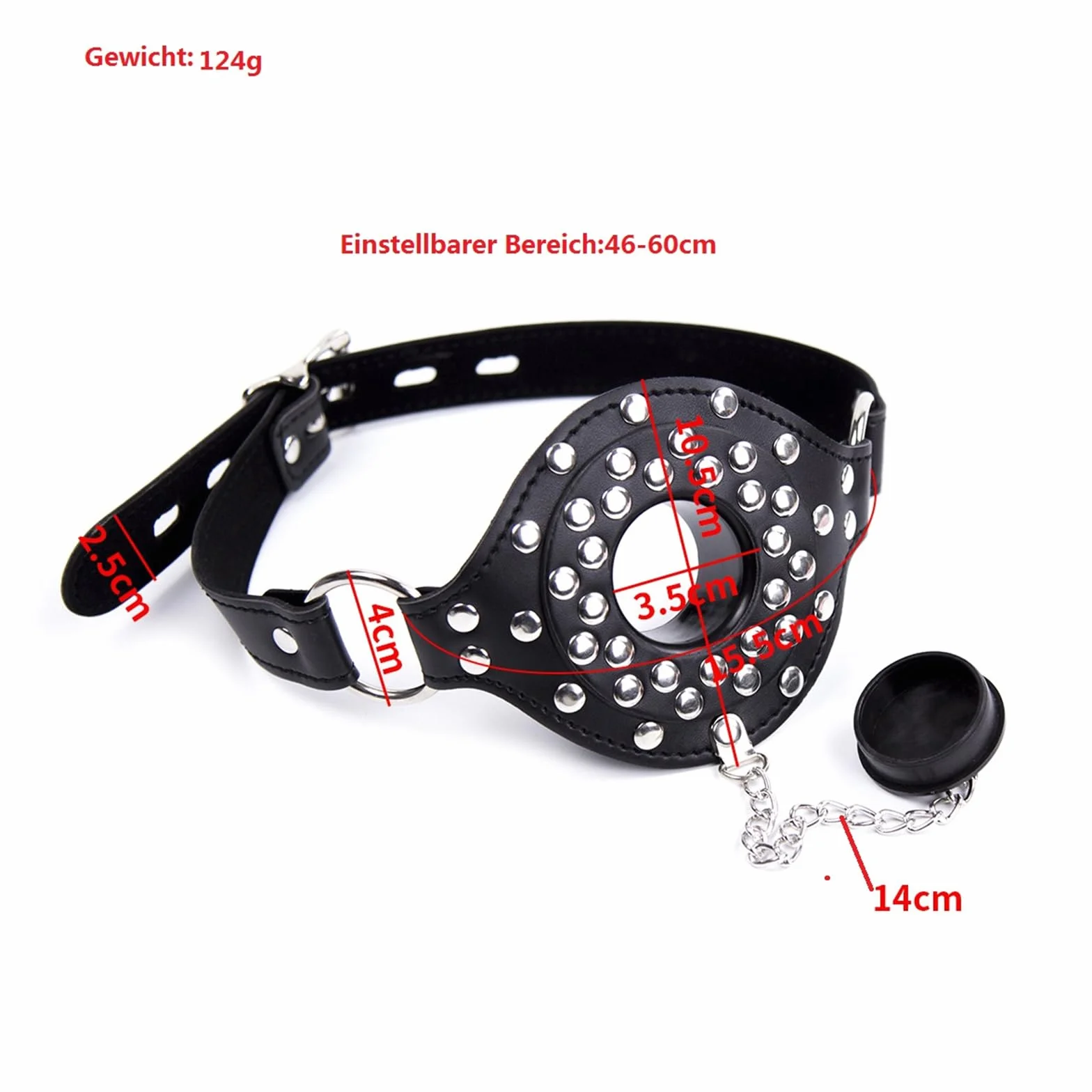 Bavaglio Per Bocca In Finta Pelle Rivetto Plug Apribile SM Ball Gag Bondage