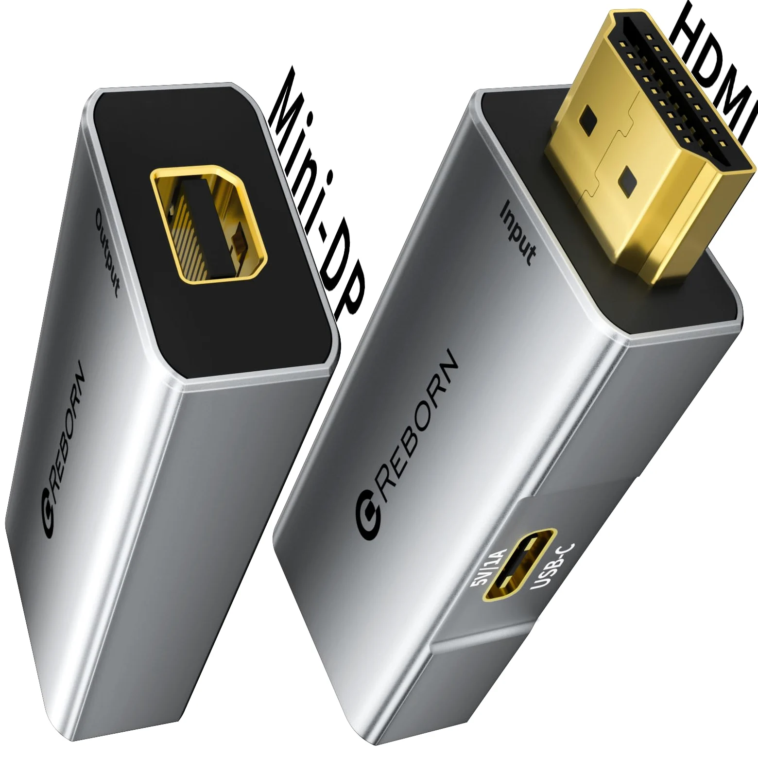 Adattatore da HDMI a Mini DisplayPort, 4K 60Hz, 1080p 120Hz, solo unidirezionale, HDMI (sorgente) 2.0 maschio a mini DP (display) femmina, convertitore per laptop, AMD, NVIDIA, PS5, Xbox e altro
