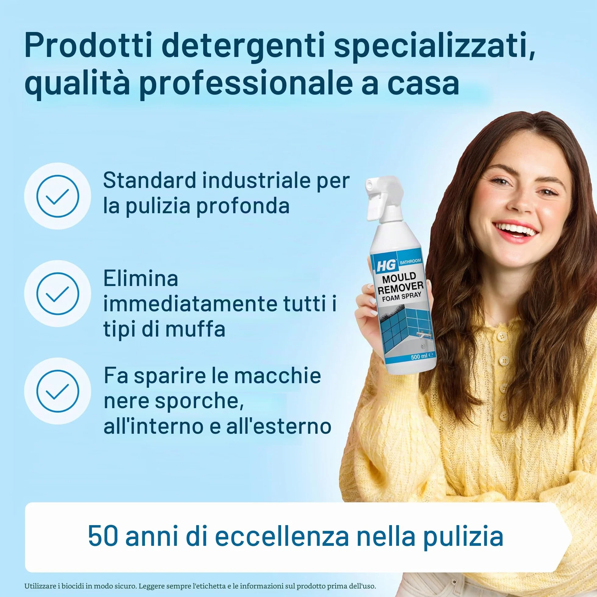 HG Schiuma spray per la rimozione della muffa, 500 ml