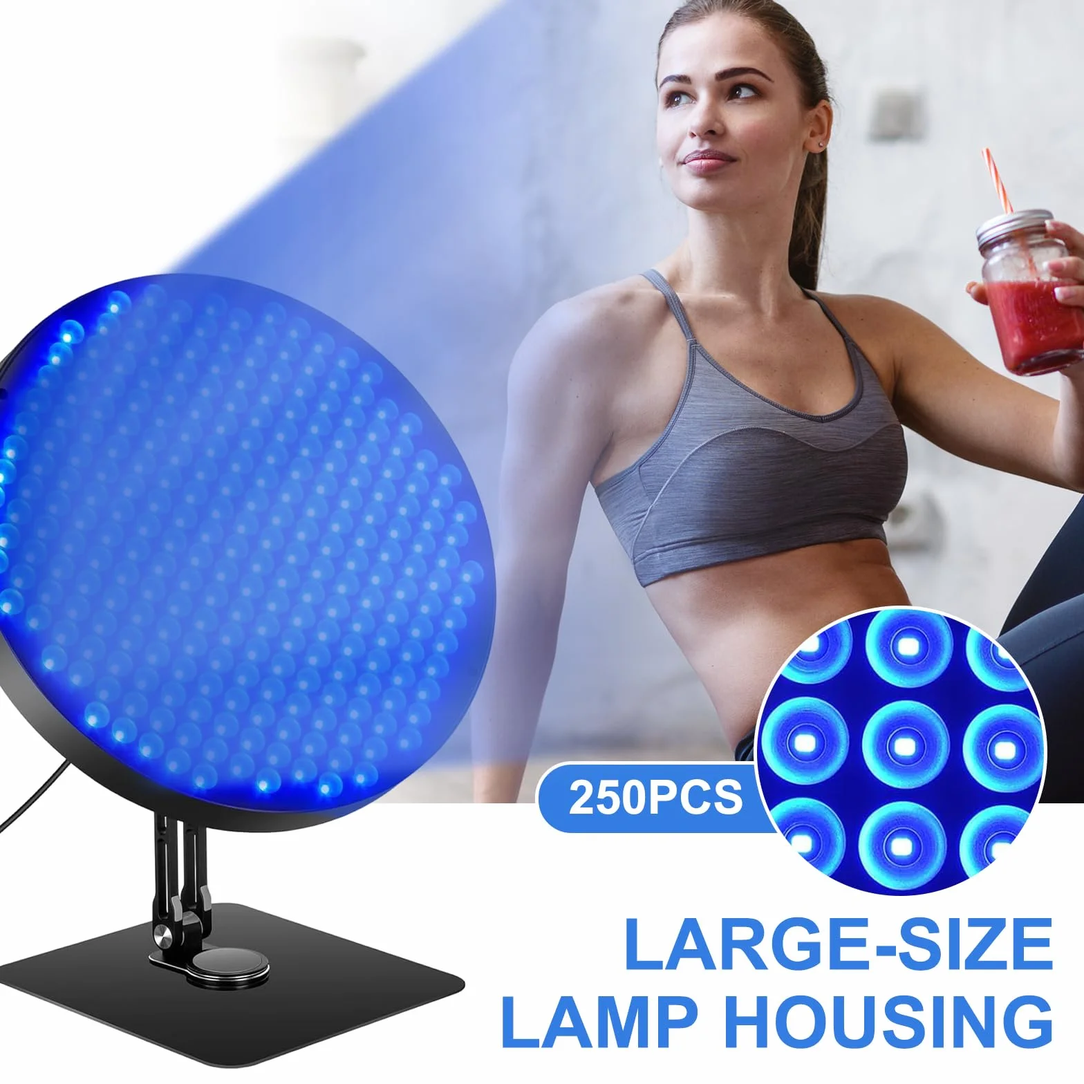 Solarium per la casa 460 NM 250 LED 50 W lampada abbronzante supporto in metallo regolabile 360° occhiali solarium corpo e viso