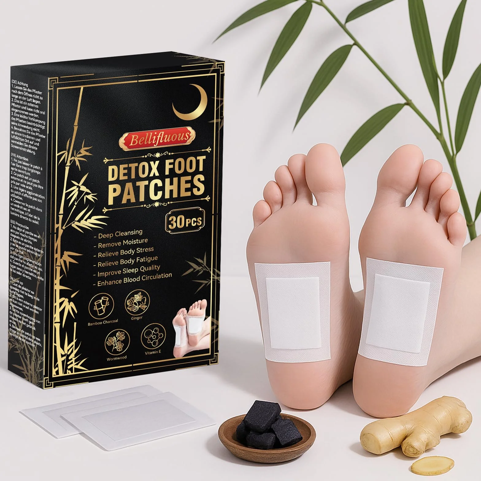 Cerotti Detox Piedi 30pcs Naturale Elimina Tossine Migliorare Sonno Alleviare Stress