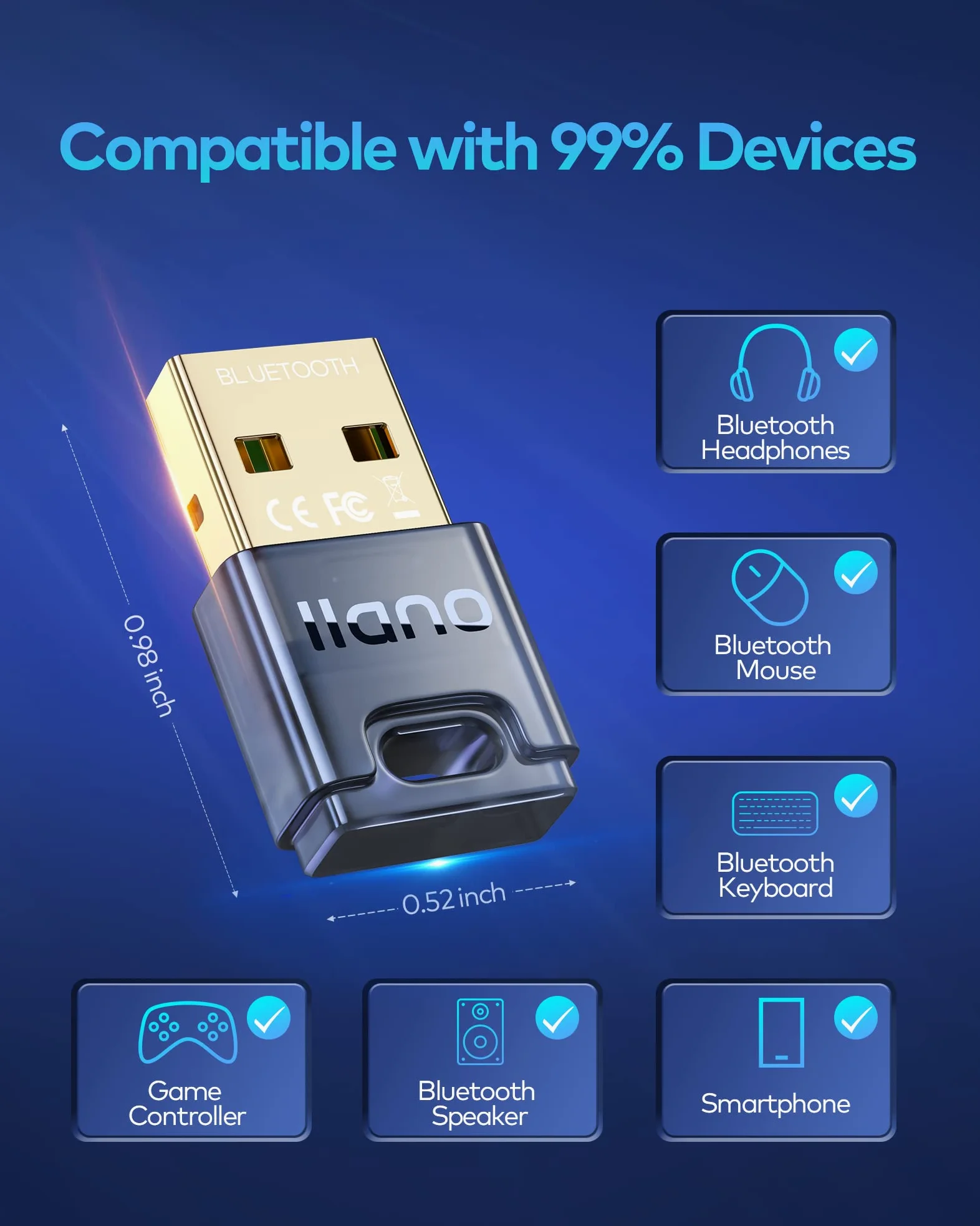 Adattatore Bluetooth, Bluetooth Dongle USB 5.1 EDR per desktop, laptop, stampante, cuffie, mouse, tastiera, altoparlante, adattatore Bluetooth per PC, Windows 11/10/8.1, Plug & Play (4 pezzi)