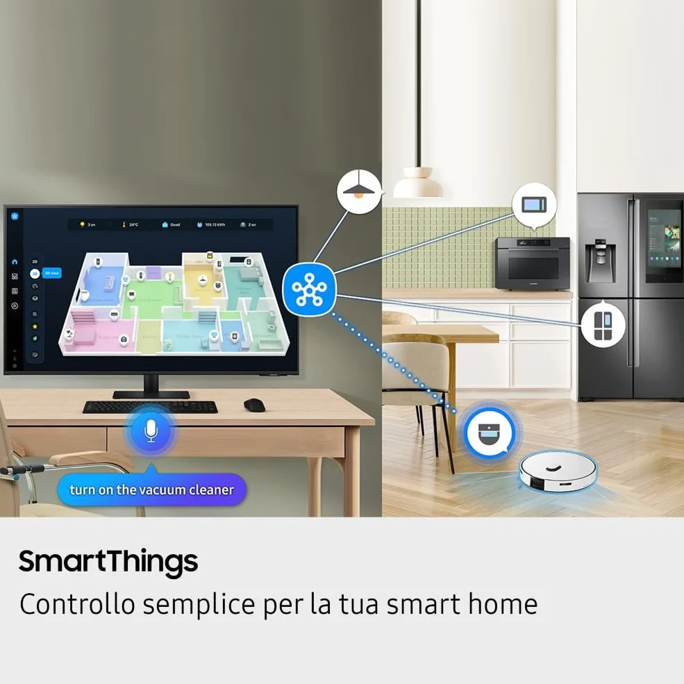 Samsung Smart Monitor M7 (S43FM702), Flat 43'', 3840x2160 (UHD 4K), Smart Hub con AI, Office 365, Gaming Hub, Speaker Integrati, Telecomando, WiFi, HDMI, USB-C