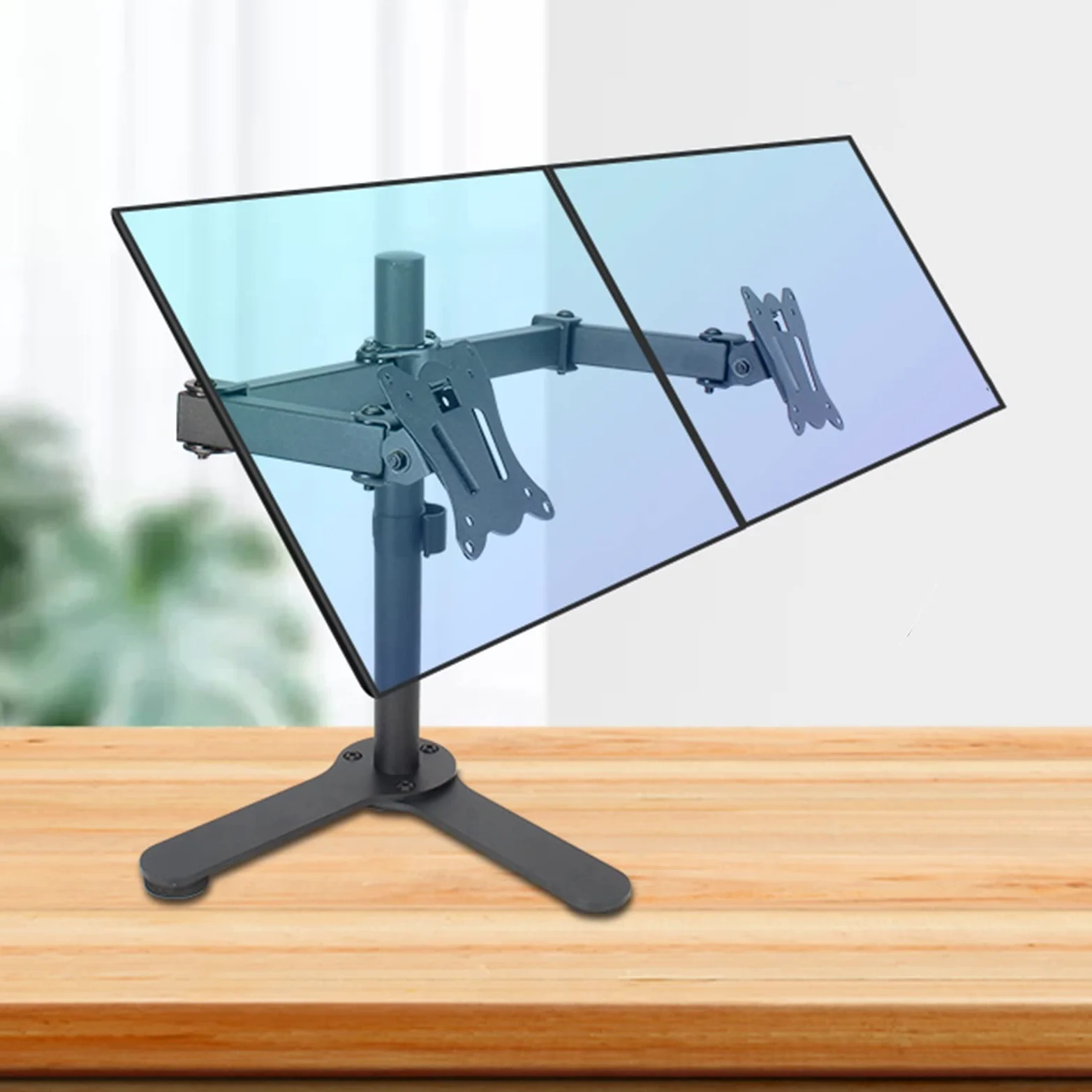 Supporto Doppio per Monitor, Robusto Supporto da Scrivania Completamente Regolabile per Schermi da 12 A 24 Pollici, Supporta 2 Schermi Fino A 10 Kg/22 Libbre Ciascuno