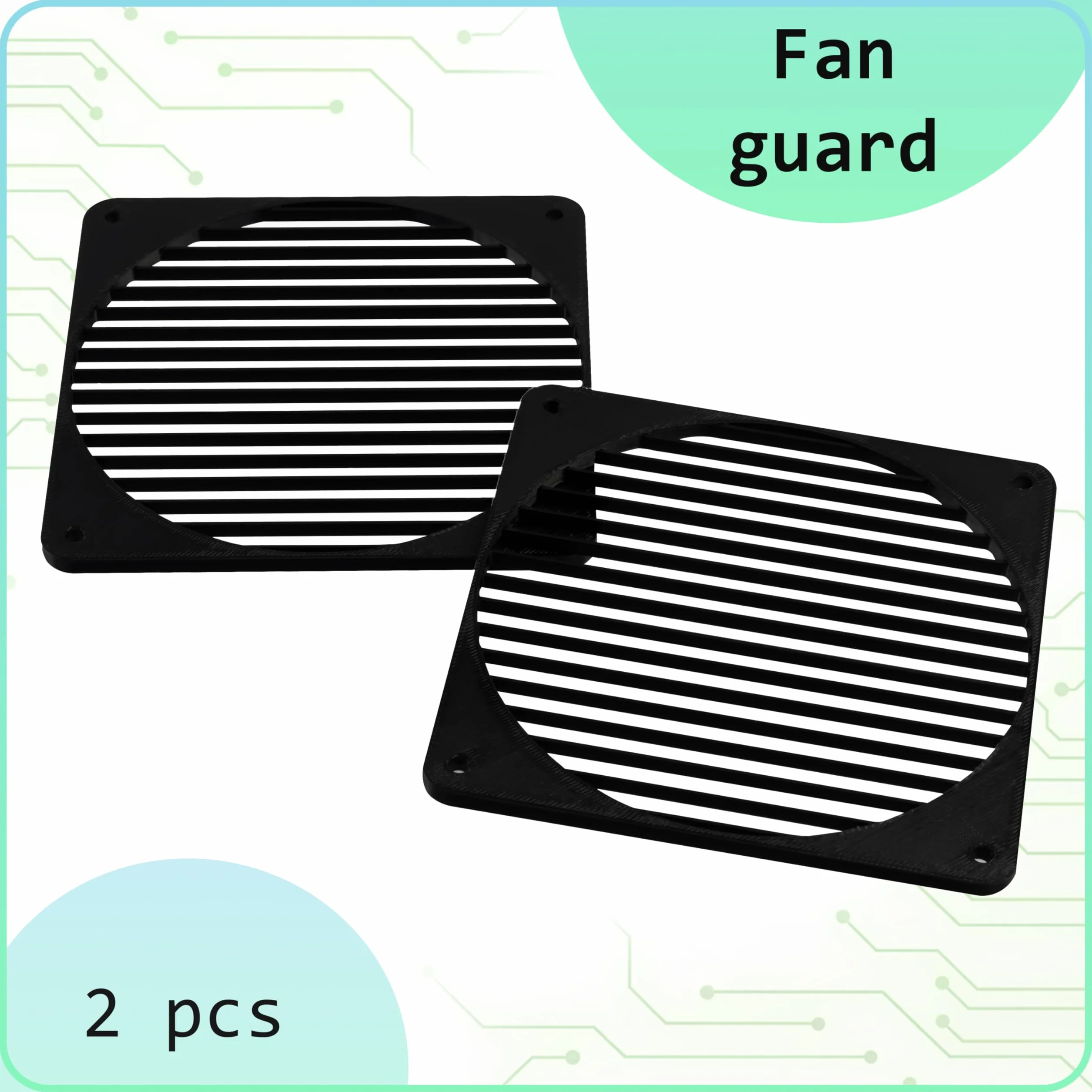 Aerzetix Set di 2 Griglie per Ventola 120x120 mm in plastica per Computer PC stampanti dispositivi audiovisivi proiettori multimediali/Colore Nero