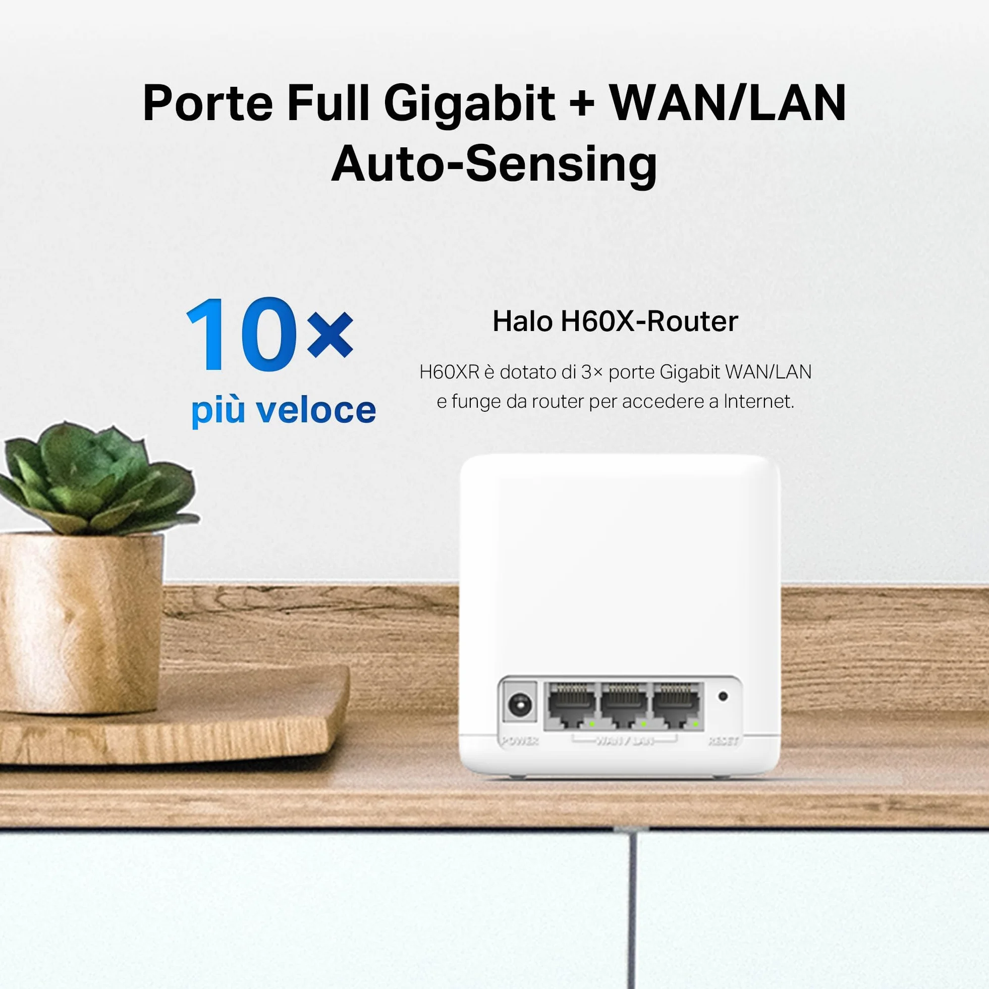 Mercusys TP-Link Router Mesh WiFi 6 AX1500Mbps, 3 Porte Gigabit WAN/LAN, Controllo Parental, WiFi Mesh Router e AP, Connetti fino a 100 Dispositivi, Copertura fino a 230m², Halo H60X(1-pack)