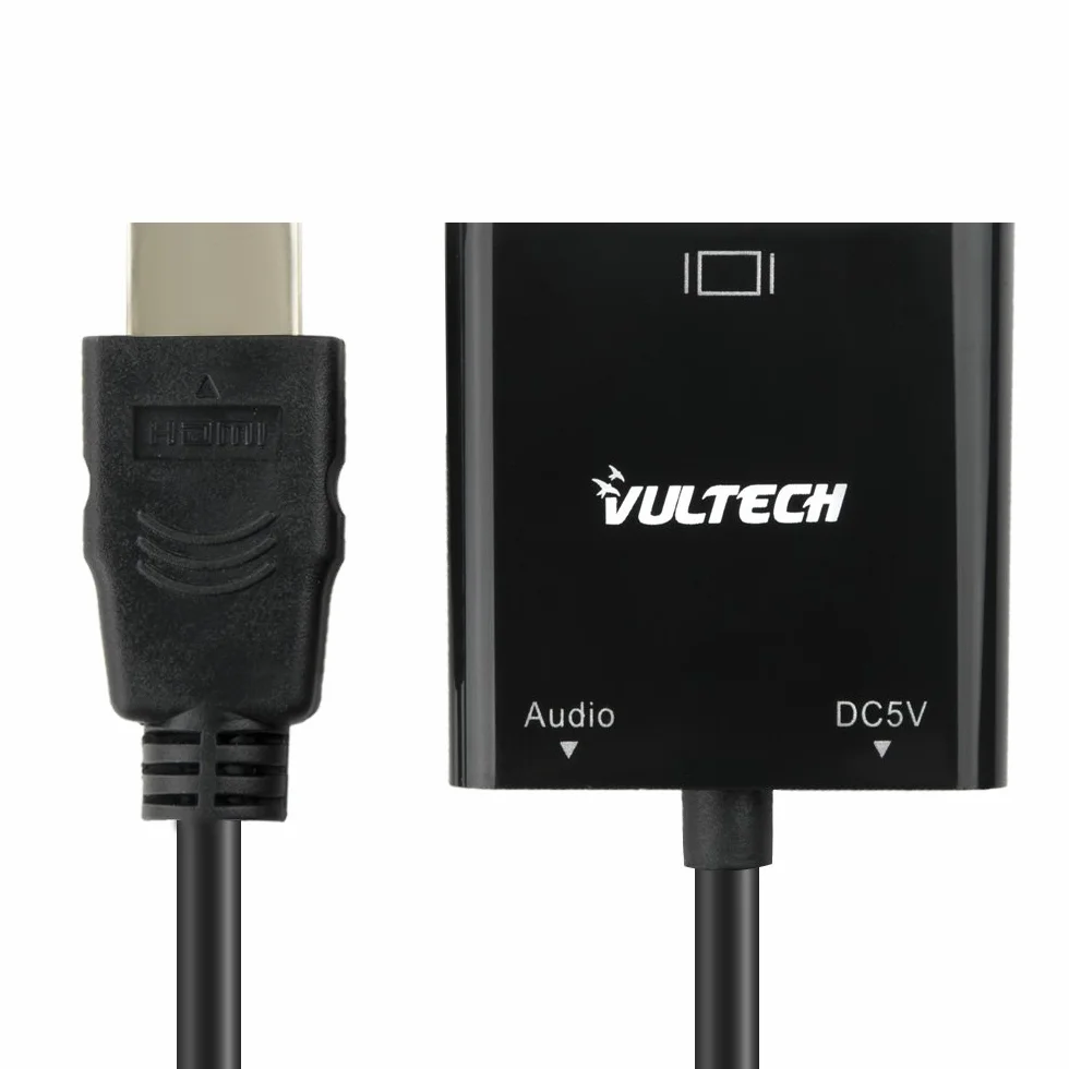 VulTech SN21707 Adattatore HDMI Maschio a VGA Femmina 1080p 60Hz Full HD con Audio - Compatibile PC, Chromebook, Raspberry Pi, Xbox, Proiettore, Monitor