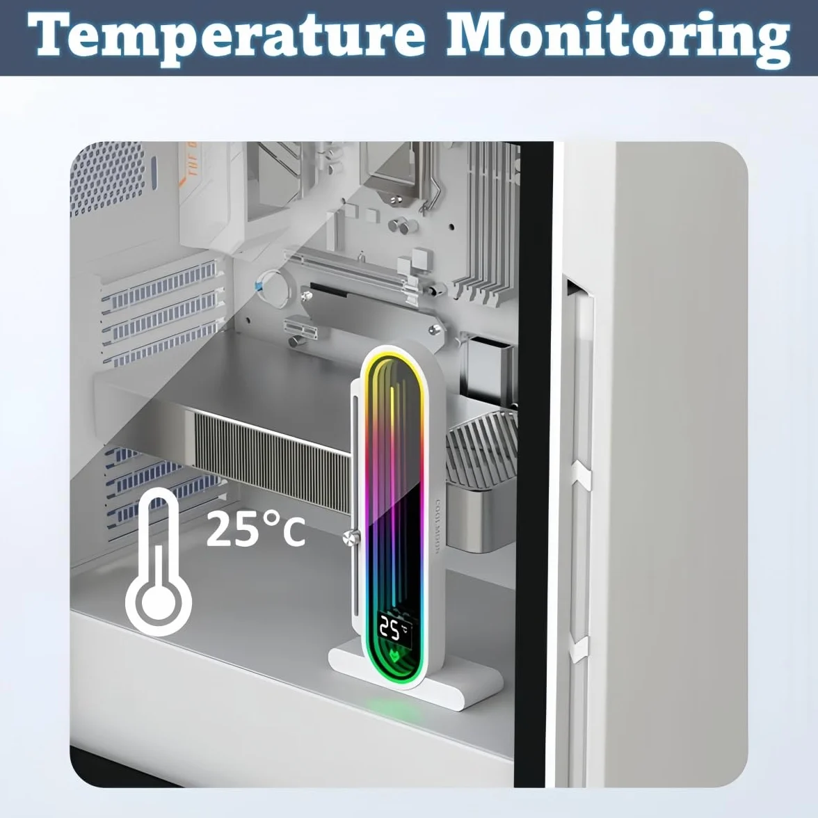 Supporto GPU RGB regolabile in altezza con display integrato della temperatura, supporto per scheda grafica PC 3PIN 5V, staffa anti abbassamento e base magnetica