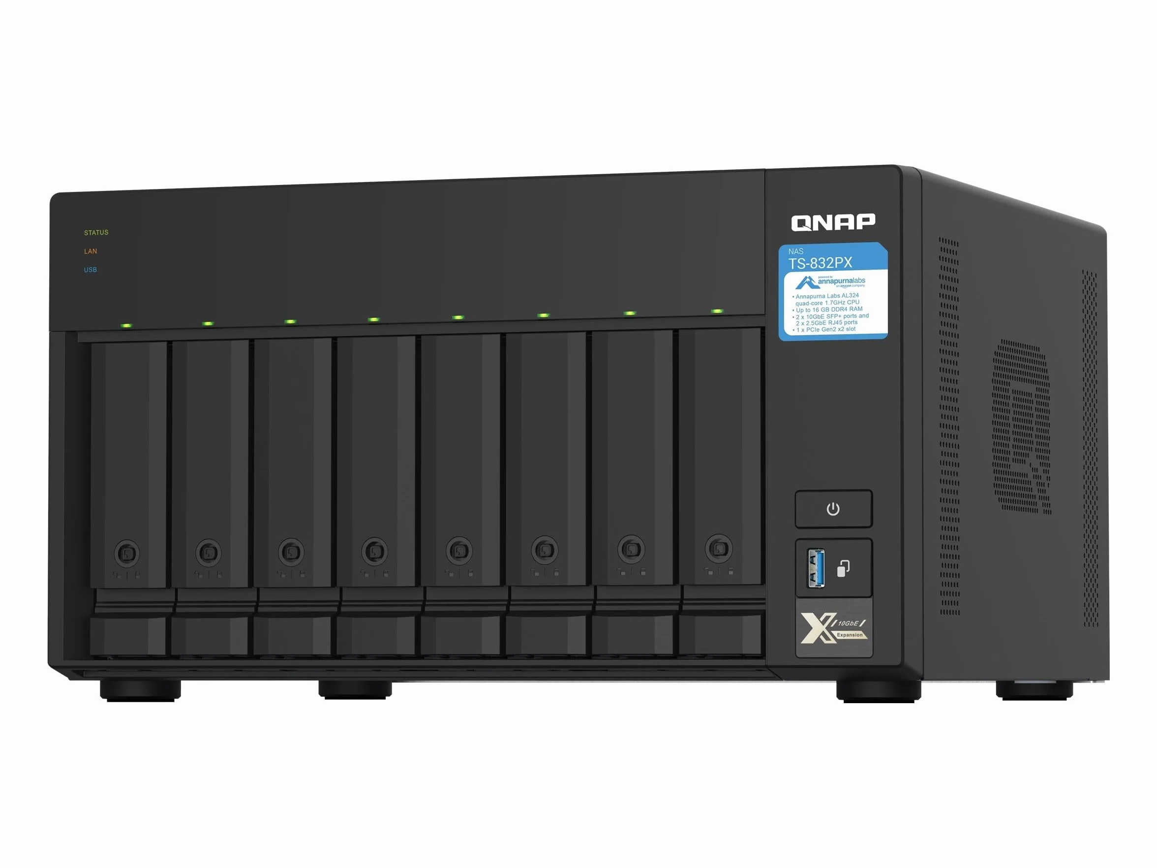 QNAP TS-832PX NAS Tower Alluminio Nero AL324