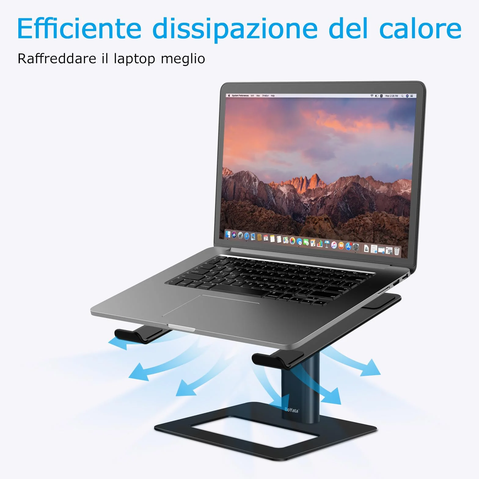 BoYata Supporto PC Portatile, Supporto per Laptop Ventilato Regolabile in Altezza, Supporto per Notebook Compatibile con MacBook Pro/Air 10-15,9 '', HP, Dell, Surface, Samsung, Acer