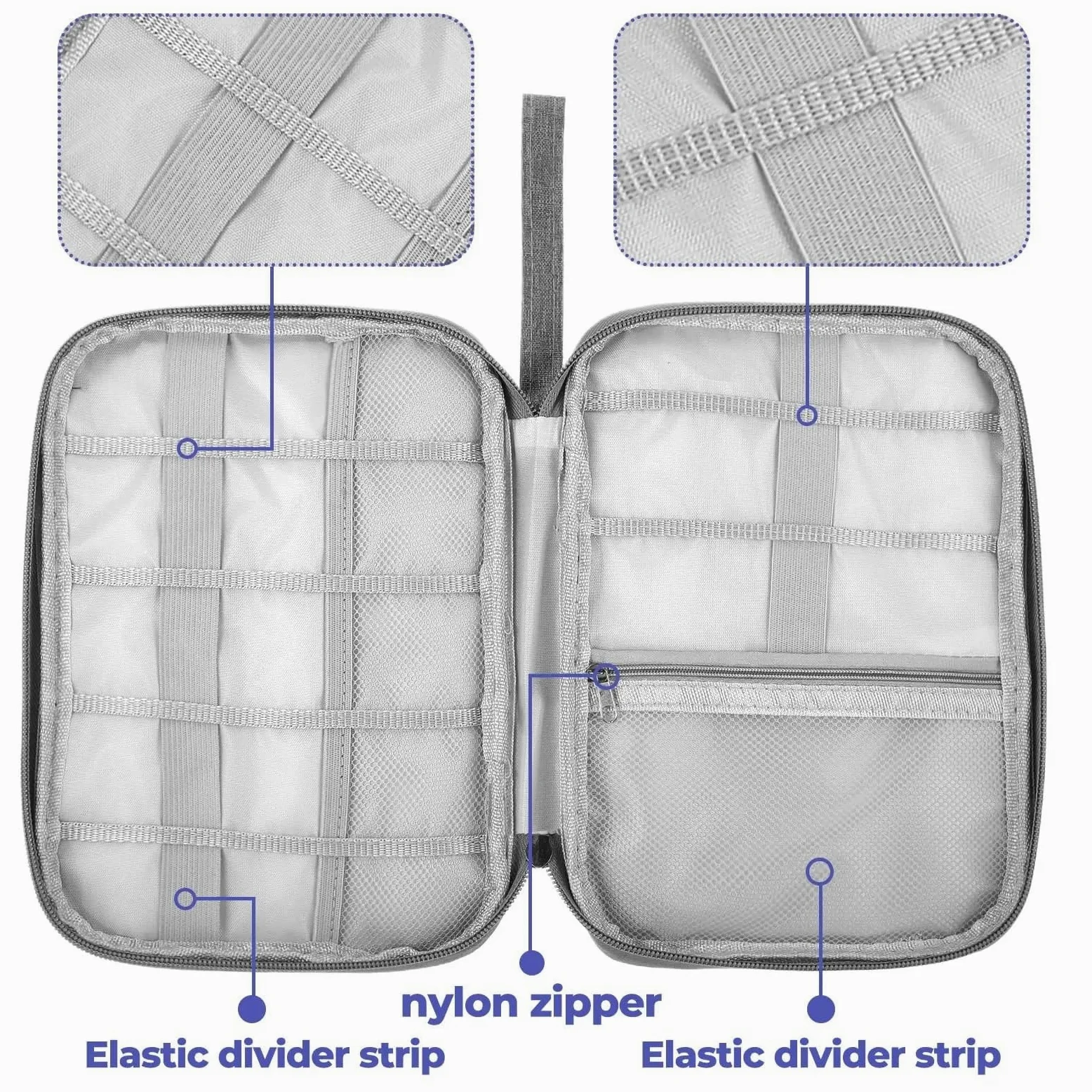Borsa Portacavi 2 Pezzi Borsa Portacavi Portatile Custodia Elettronica Da Viaggio Multifunzionale For Accessori Digitali Per Cavo(Grey)