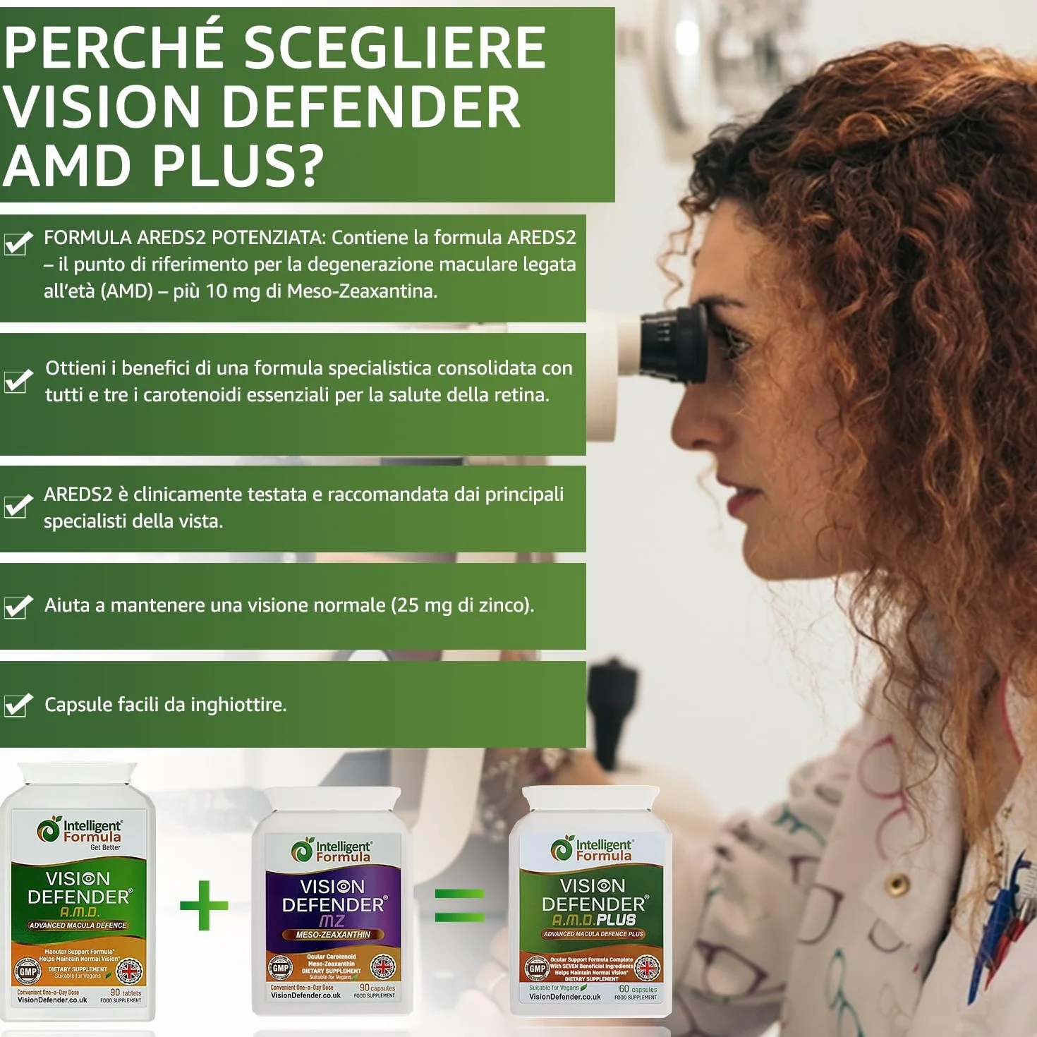 Vision Defender Plus Integratore Alimentare per la Vista AREDS2 con Meso-Zeaxantina Luteina Zeaxantina 60 Capsule Vegane