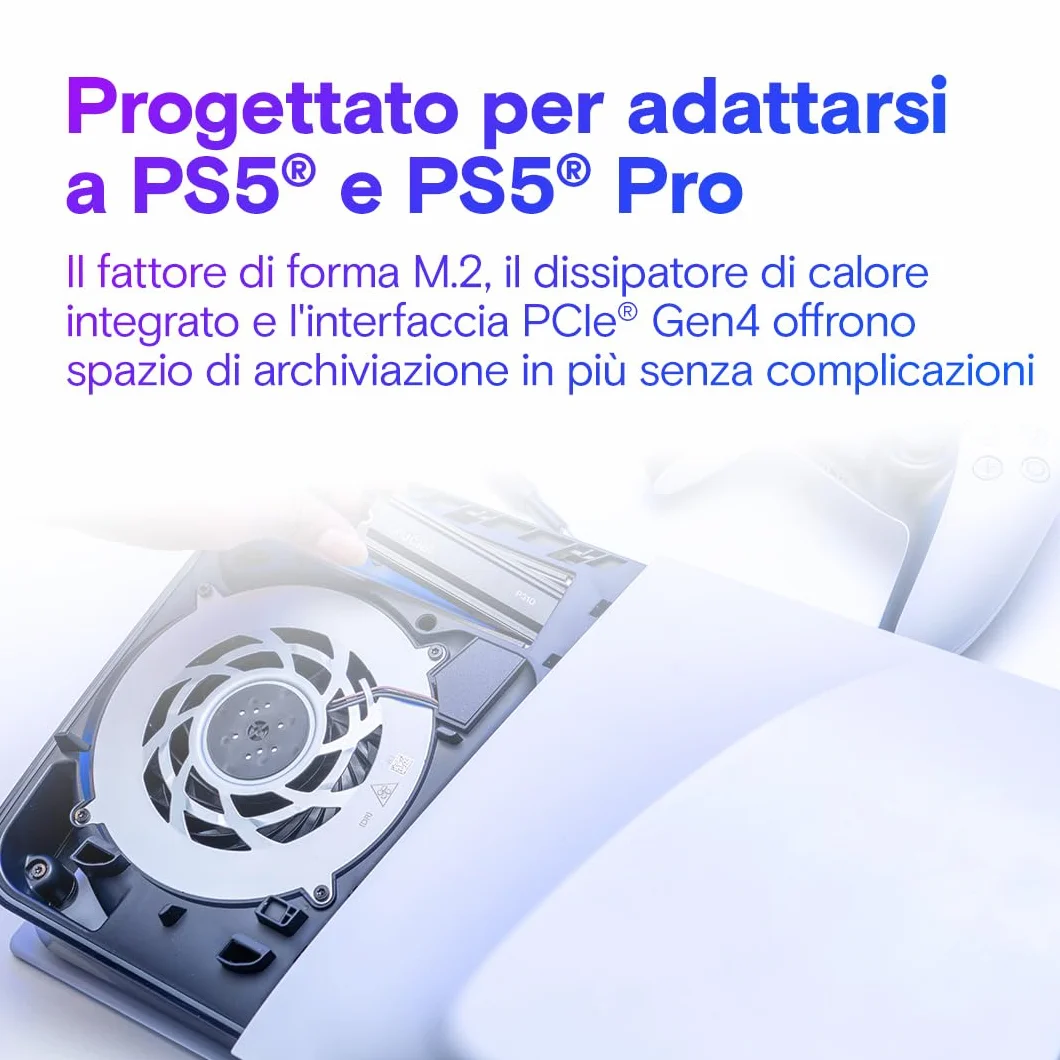 Crucial P310 PS5 SSD 2TB PCIe Gen4 NVMe M.2 con Dissipatore, fino a 7.100 MB/s, Compatibile con PlayStation 5, PC Desktop, Hard Disk Interno - CT2000P310SSD5-01