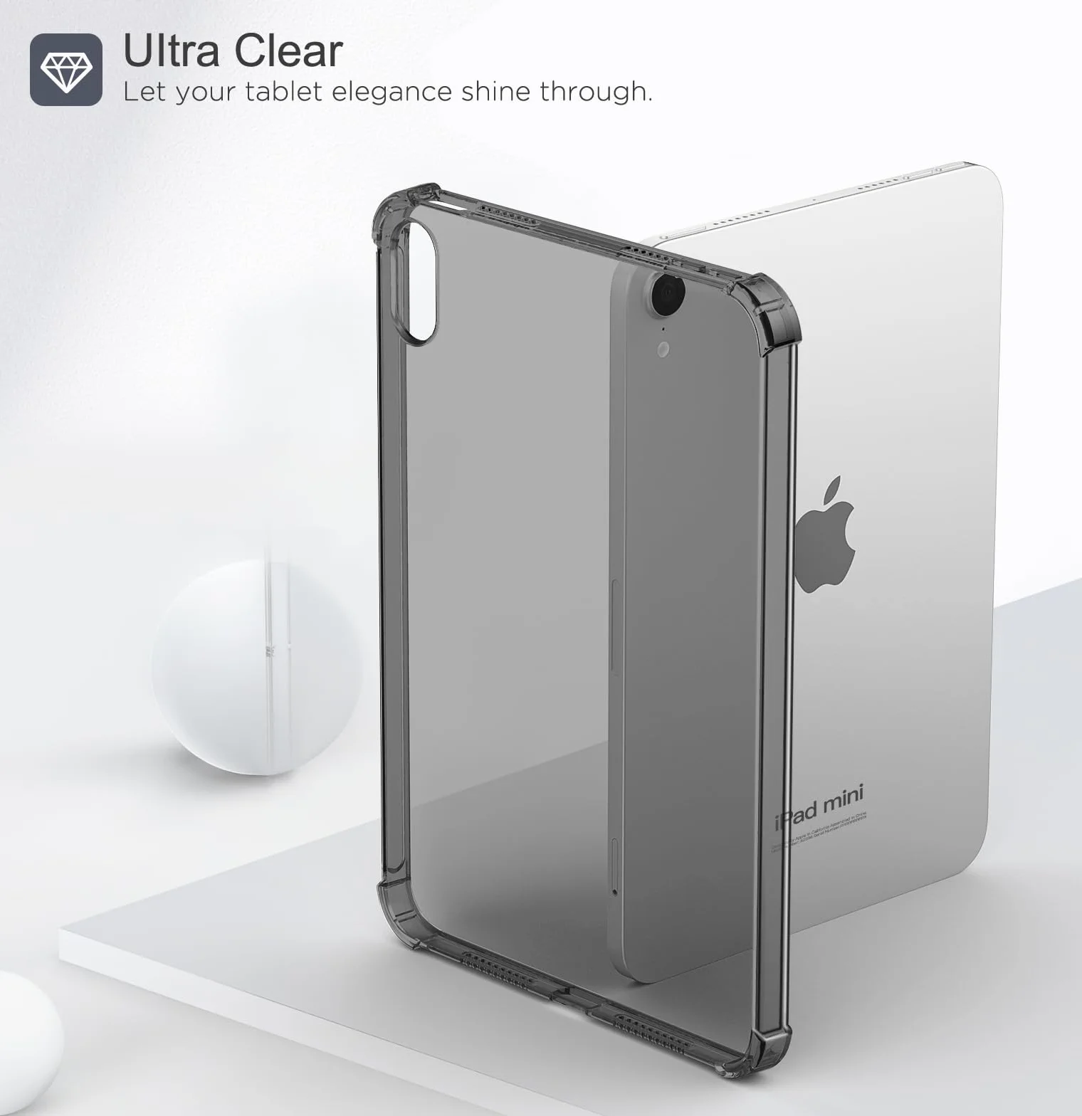 MoKo Custodia per iPad Mini (A17 PRO), iPad Mini 7a/6a Gen. 8,3 Pollici (2024/2021) Cover Sottile e Leggera in TPU Morbido Custodia Protettiva Morbido TPU Trasparente Antiurto Tablet Cover, Nero