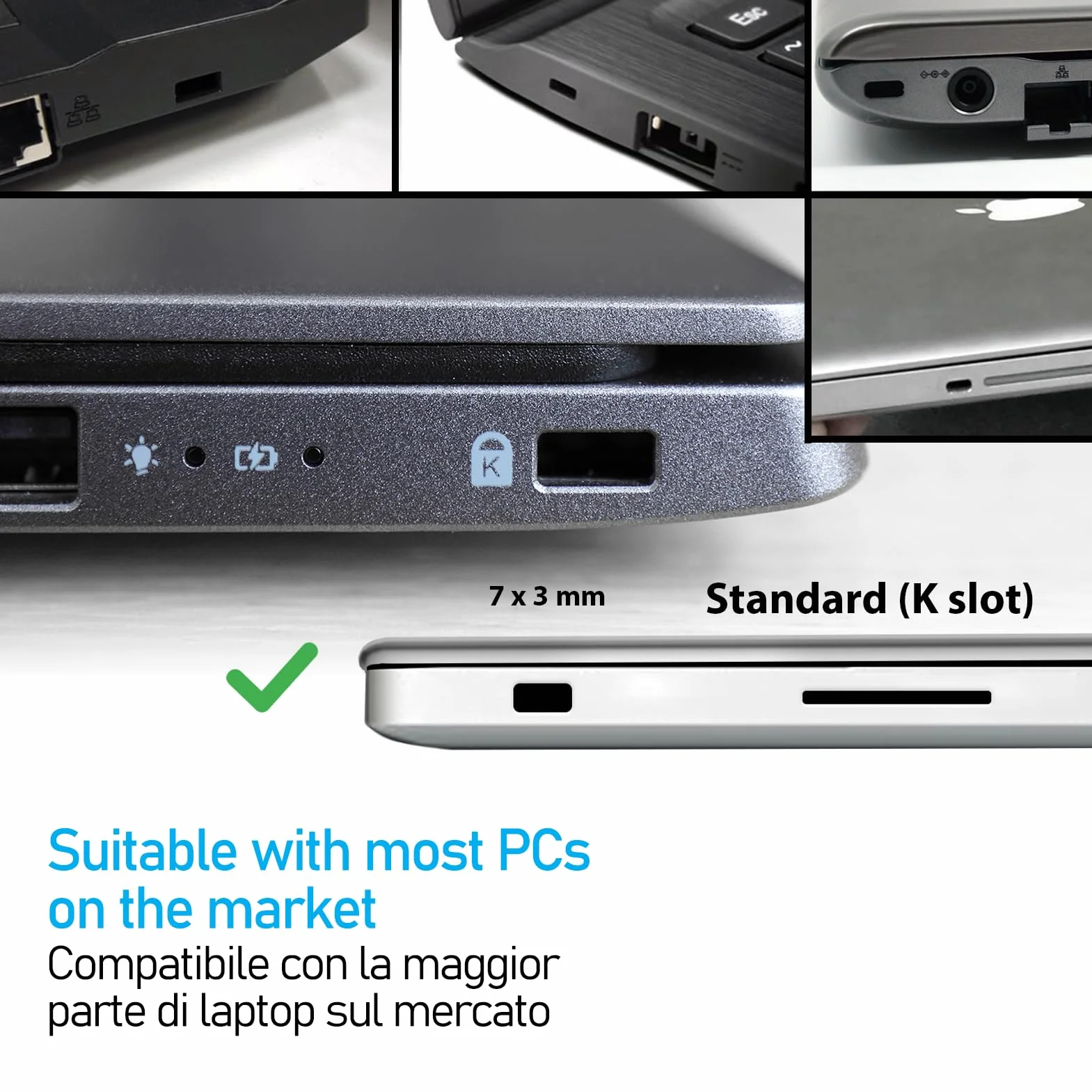 Cavo antifurto 150cm di sicurezza in acciaio, combinazione numerica, compatibile con slot Kensington Standard T-Bar. Uso 2 in 1: protezione notebook e catena per bici, moto, scooter, monopattino ec