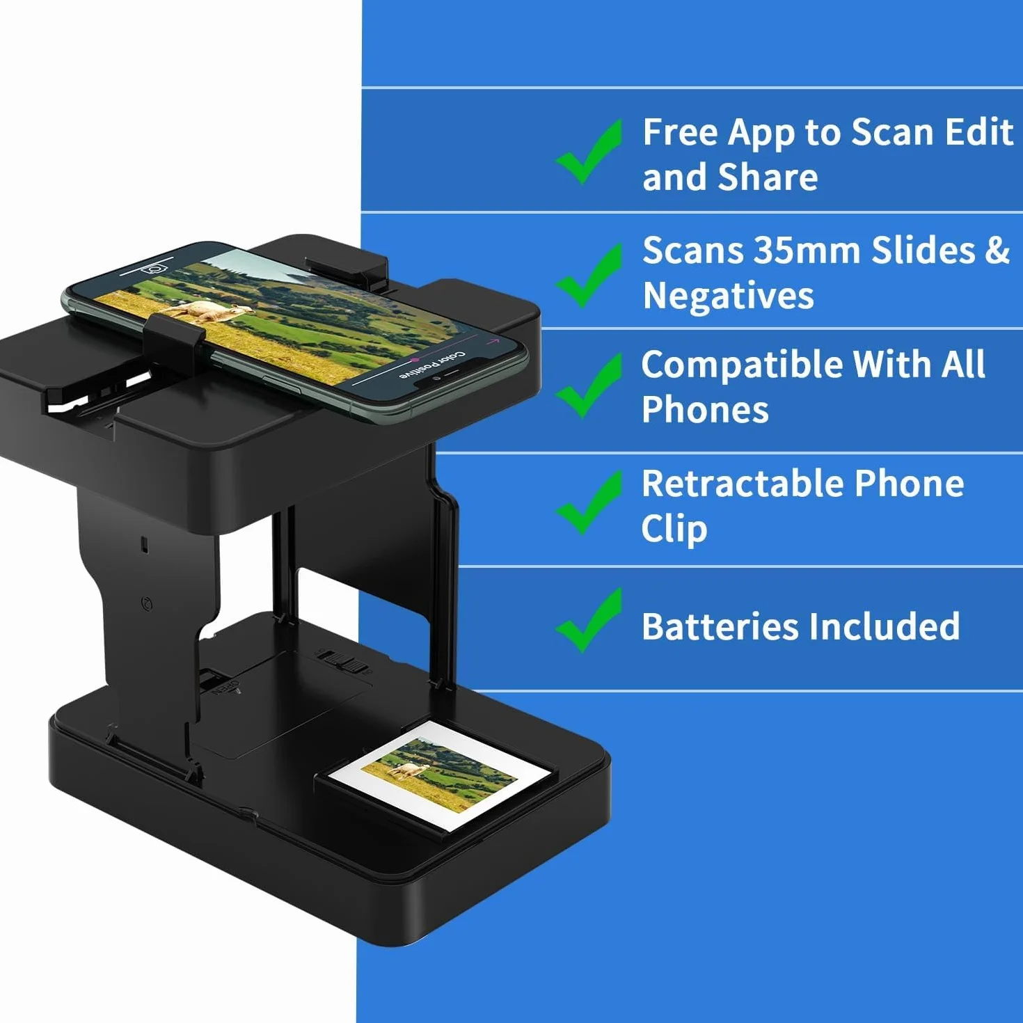 DigitConvert Scanner diapositive 35mm Mobile Film Scanner per smartphone