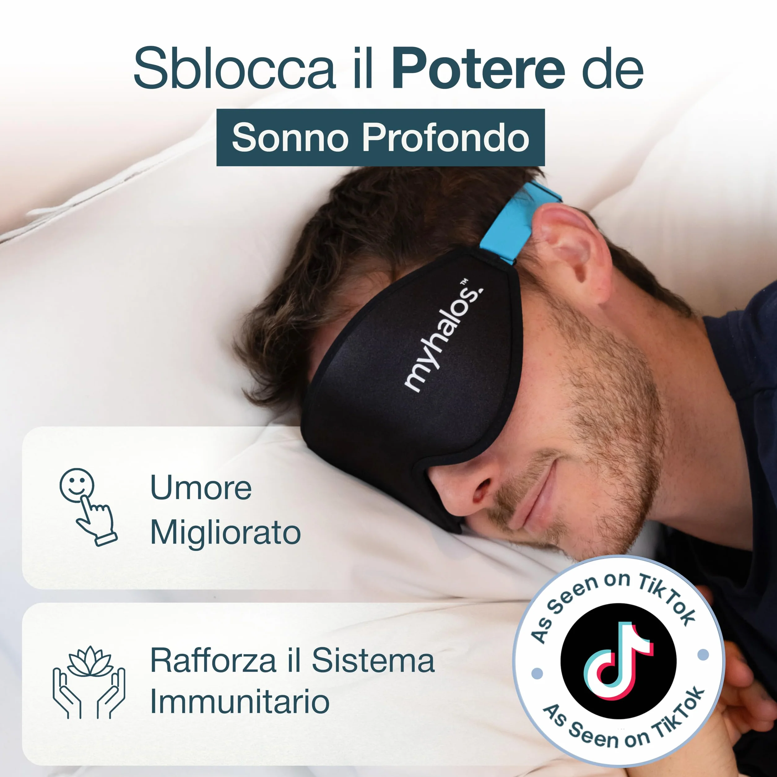 MyHalos Mascherina per Dormire Maschera per Sogni Lucidi e Notte Sleeping Mask per Viaggio e Relax