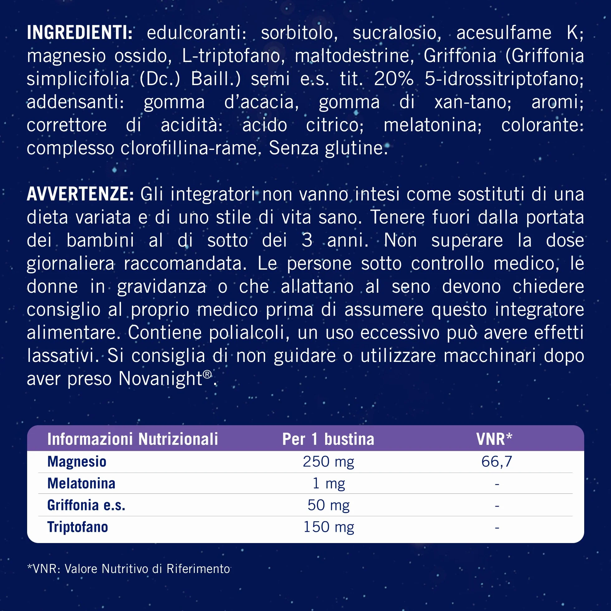 Novanight Tripla Azione Bustine Magnesio Melatonina Disturbi del Sonno 40 Buste Gusto Camomilla e Agrumi
