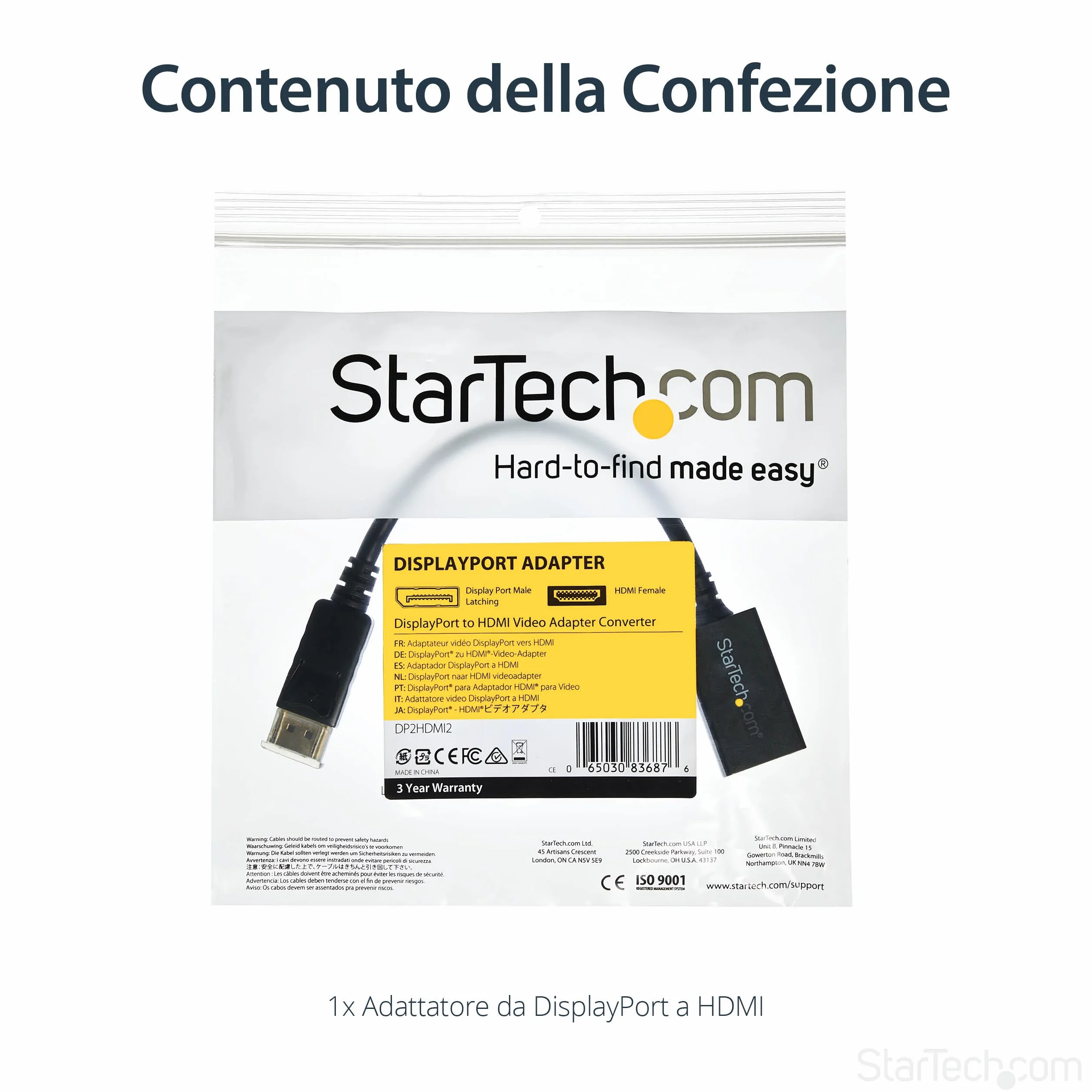 StarTech DP2HDMI2 DisplayPort Passiver Konverter DP 1.2 Stecker auf HDMI A-Buchse, 0.12m, schwarz