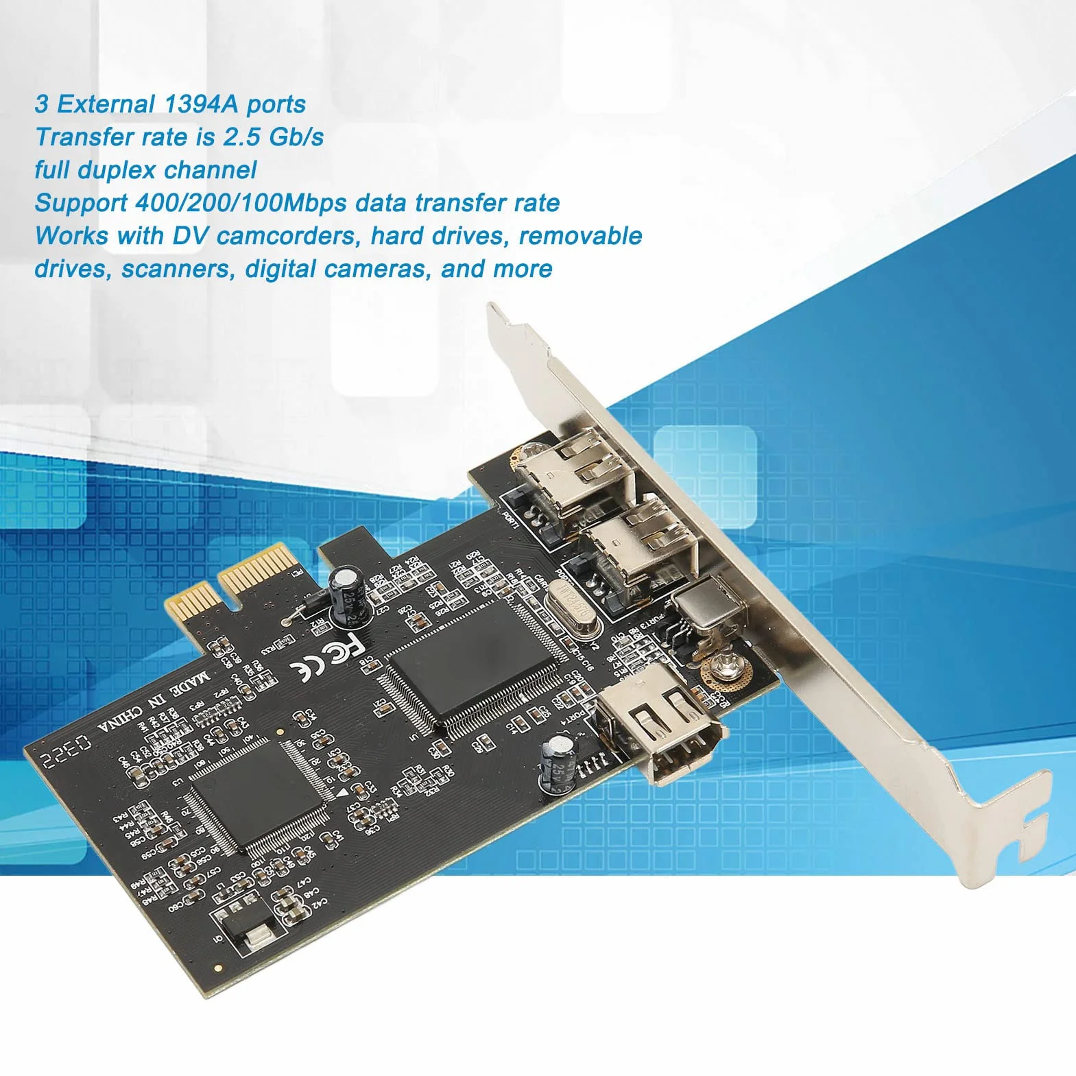 Bewinner Scheda PCIe Firewire per 10, Scheda Controller PCI E Firewire 4 Porte con Staffa a Basso Profilo e Cavo per PC Desktop e Connessione DV