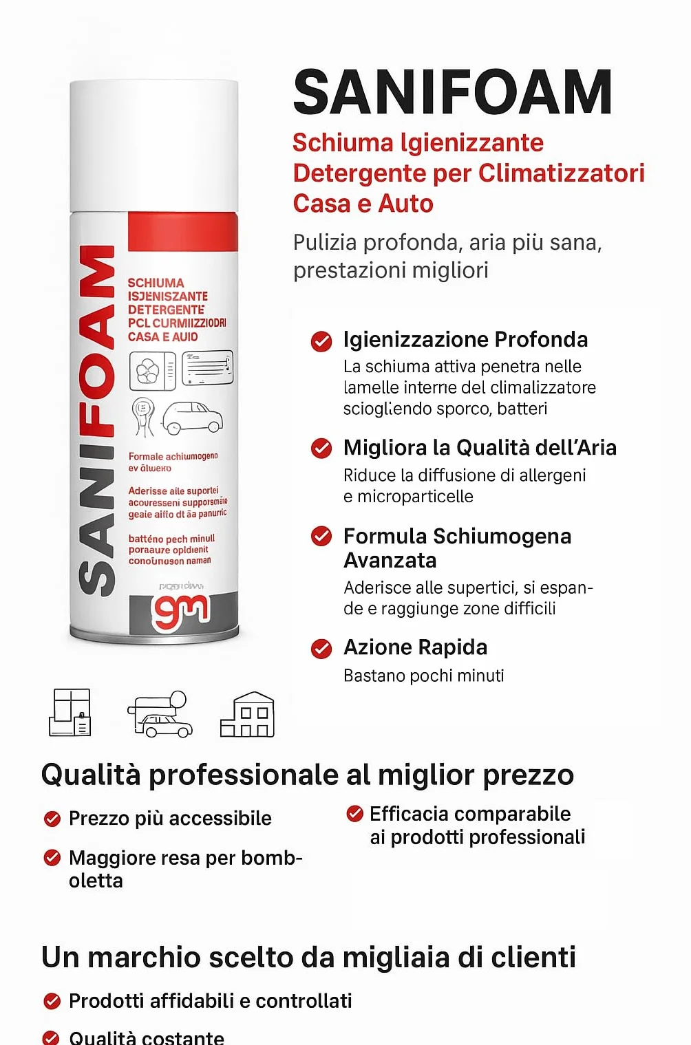 MagazziniGM SANIFOAM Detergente Igienizzante Schiumogeno per Climatizzatori 400ml