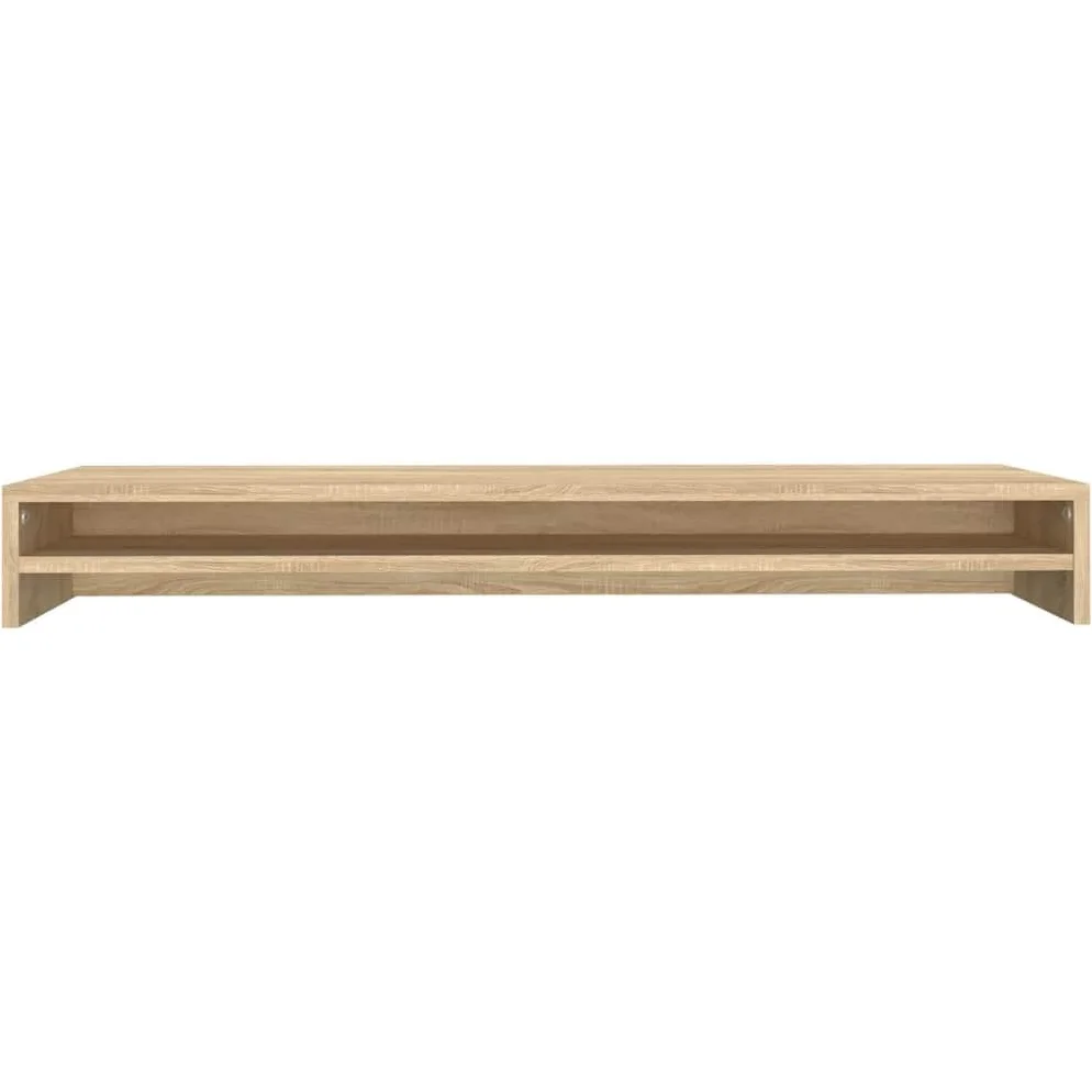 Supporto per monitor, in rovere Sonoma, 100 x 24 x 13 cm, ergonomico da scrivania con ripiano, doppio supporto per monitor per ufficio e home office