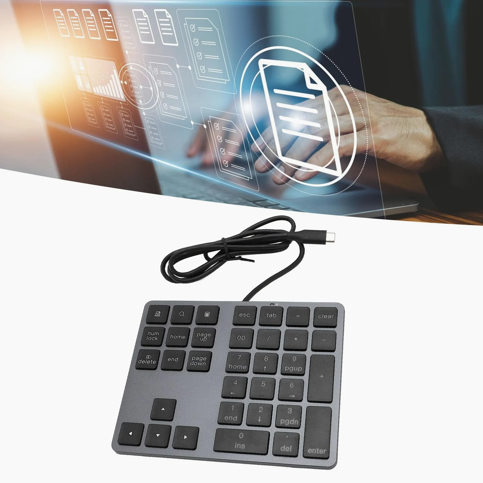 Topiky Tastiera Numerica Cablata Design Elegante e Portatile per un Rapido Inserimento dei Dati Adatto a Laptop e Desktop 34 Tasti