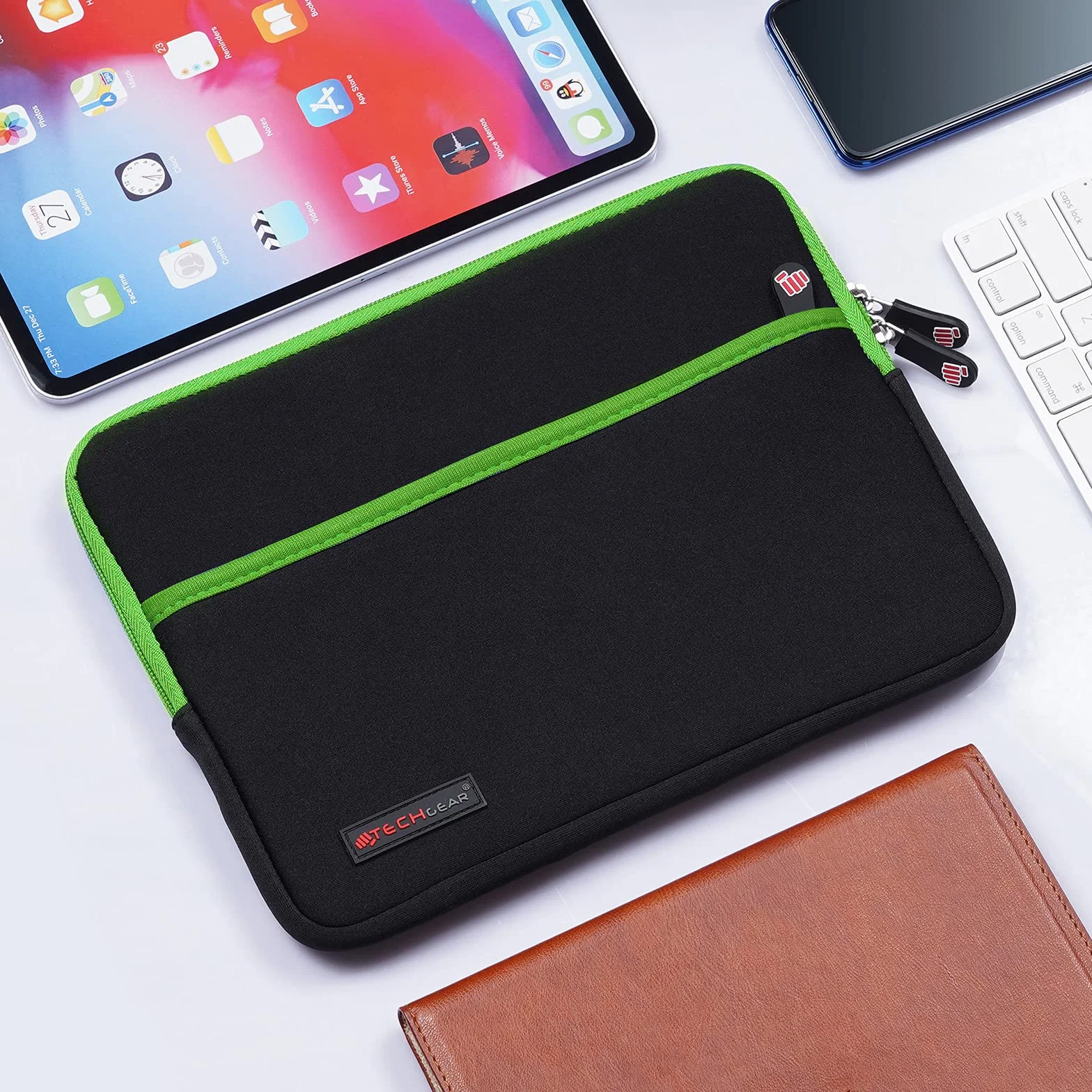 TECHGEAR Custodia Cover - Copertina protettiva manicotto in neoprene Sottile con interno antiurto bolle per il nuovo iPad Air 2019, Apple iPad 9.7", iPad Pro 11", iPad Pro 10.5", Air 2, iPad 4 - Verde