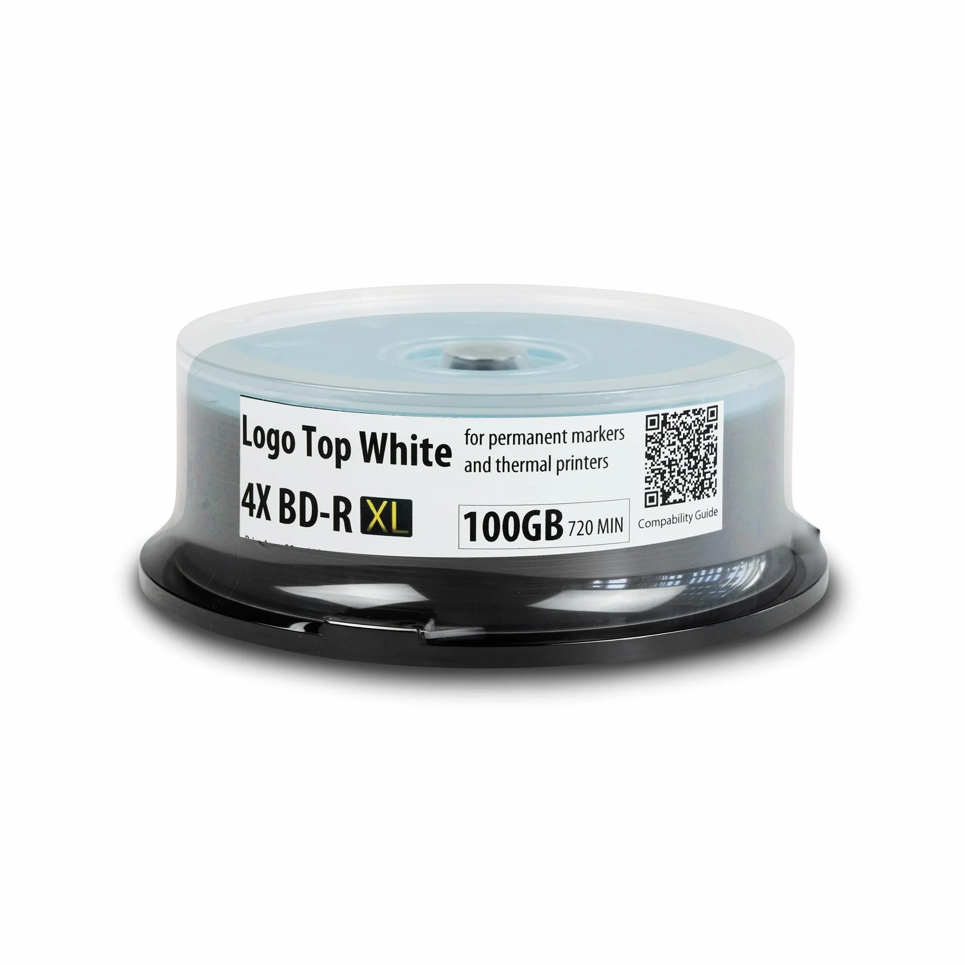 Ritek BD-R XL BDXL - Confezione da 25 supporti di archiviazione a triplo strato, 4X, logo top, termici, 100 GB, registrabili in mandrino