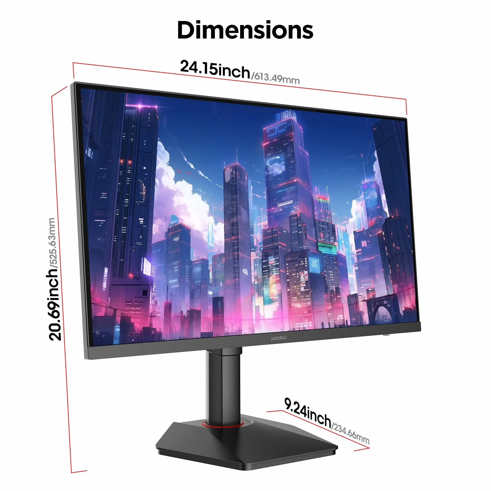 KOORUI G2722P Monitor Gaming 27 Pollici, QHD 200Hz, 1ms, HDR400, Fast IPS, Adaptive Sync, VESA 75x75mm, regolazione ergonomica