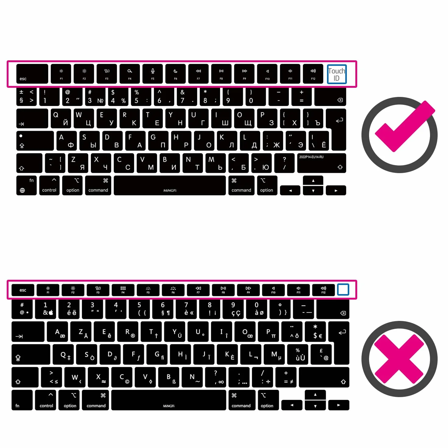 Copritastiera Silicone italiano per MacBook Pro/Max 14/16" M1-M4(A2918 A2992 A3112 A3401 A3185 A2780 A2991 A3403 A3186) Air 13,6/15,3" M2-M4(A2681 A3113 A3240 A2941 A3114 A3241) EU/ISO - Nero