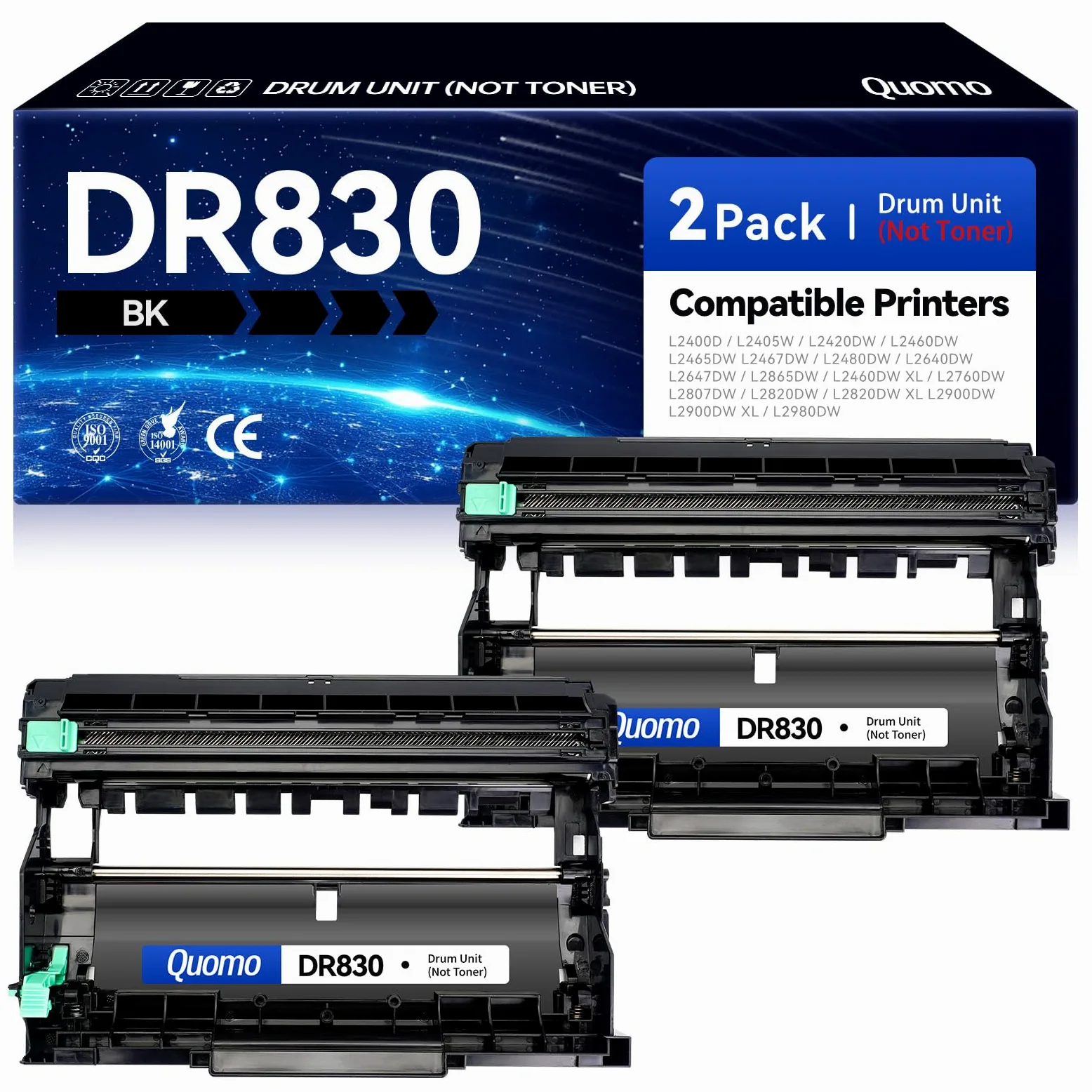 DR830 - Tamburo di ricambio per Brother DR830, TN830, TN830XL, compatibile con DCP-L2640DW HL-L2460DW XL HL-L2405W HL-L2480DW MFC-L2760DW MFC-L2820DW MFC-L2807DW HL-L2400D HL-L2865DW Stampante