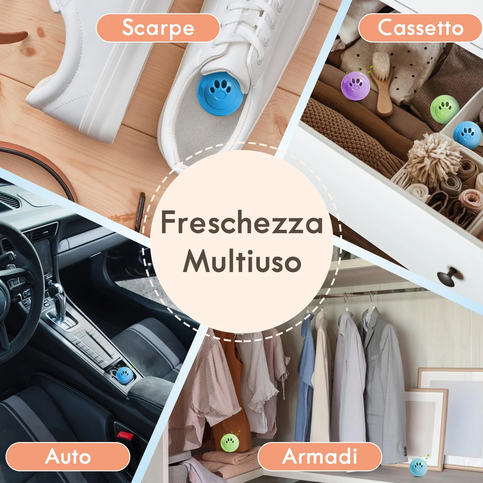 Deodoranti per Scarpe da Ginnastica 12 Palline Lavanda Lino Gelsomino Talco