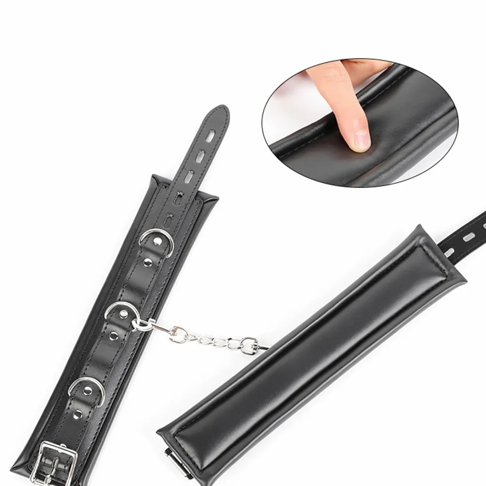 Polsini per caviglia Yoga - Pelle morbida con catena regolabile - Coppia accessori decorativi moda (Nero)