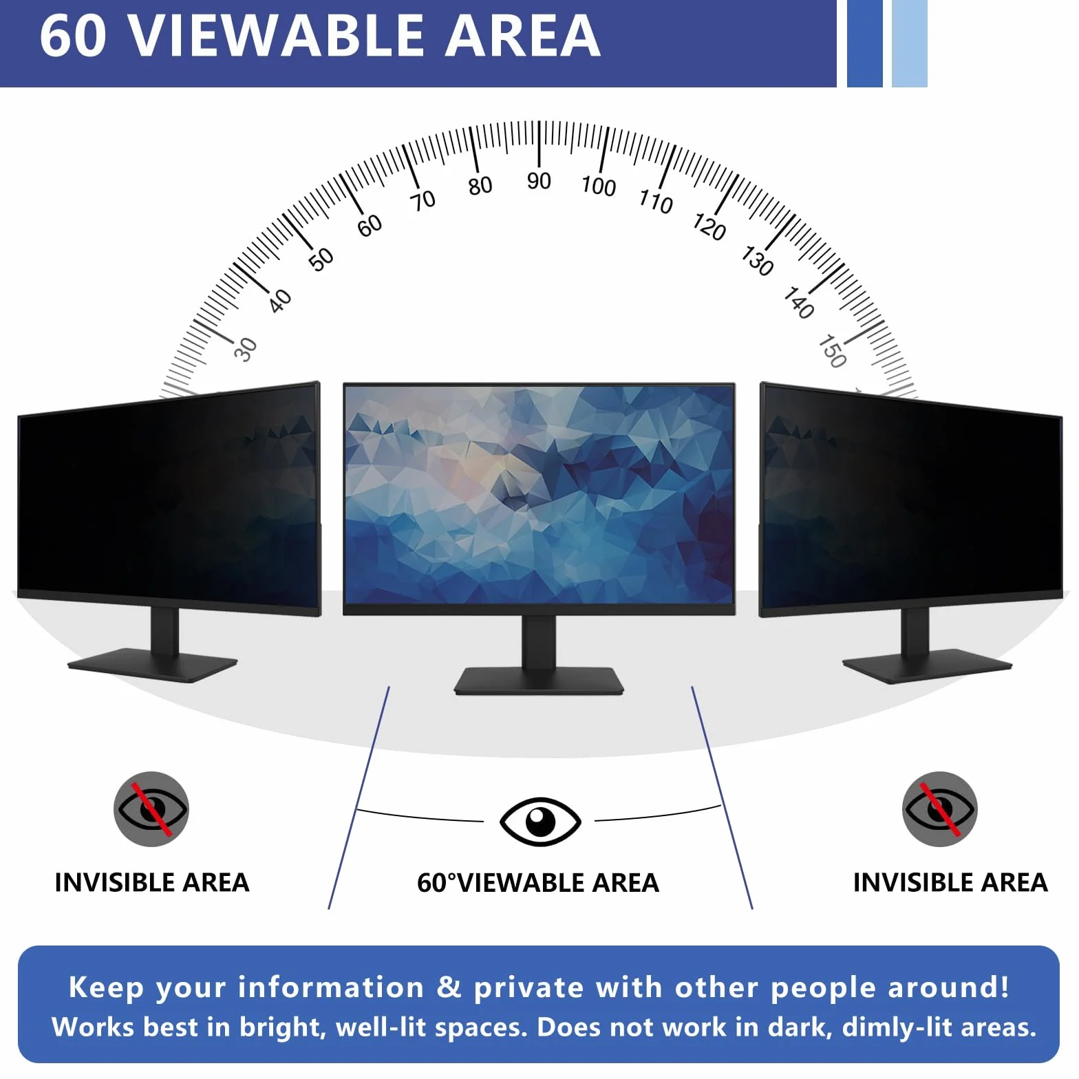 Filtro Schermo Privacy da 28 Pollici, Protezione per Schermo Privacy Anti Luce Blu/Antiriflesso/Anti UV, per Computer, Pellicola Protettiva Rimovibile-28" (16:9)