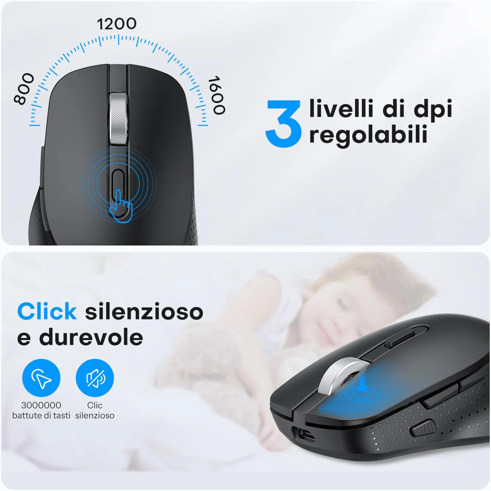 OMOTON Kit Tastiera e Mouse Bluetooth per Mac, Nuovo Tastiera e Mouse Ricaricabile Bluetooth BT1/BT2/BT3 Multidispositivo per MacBook Pro/Air, Mac Mini iMac, iMac Pro, Layout Italiano QWERTY, Grigio