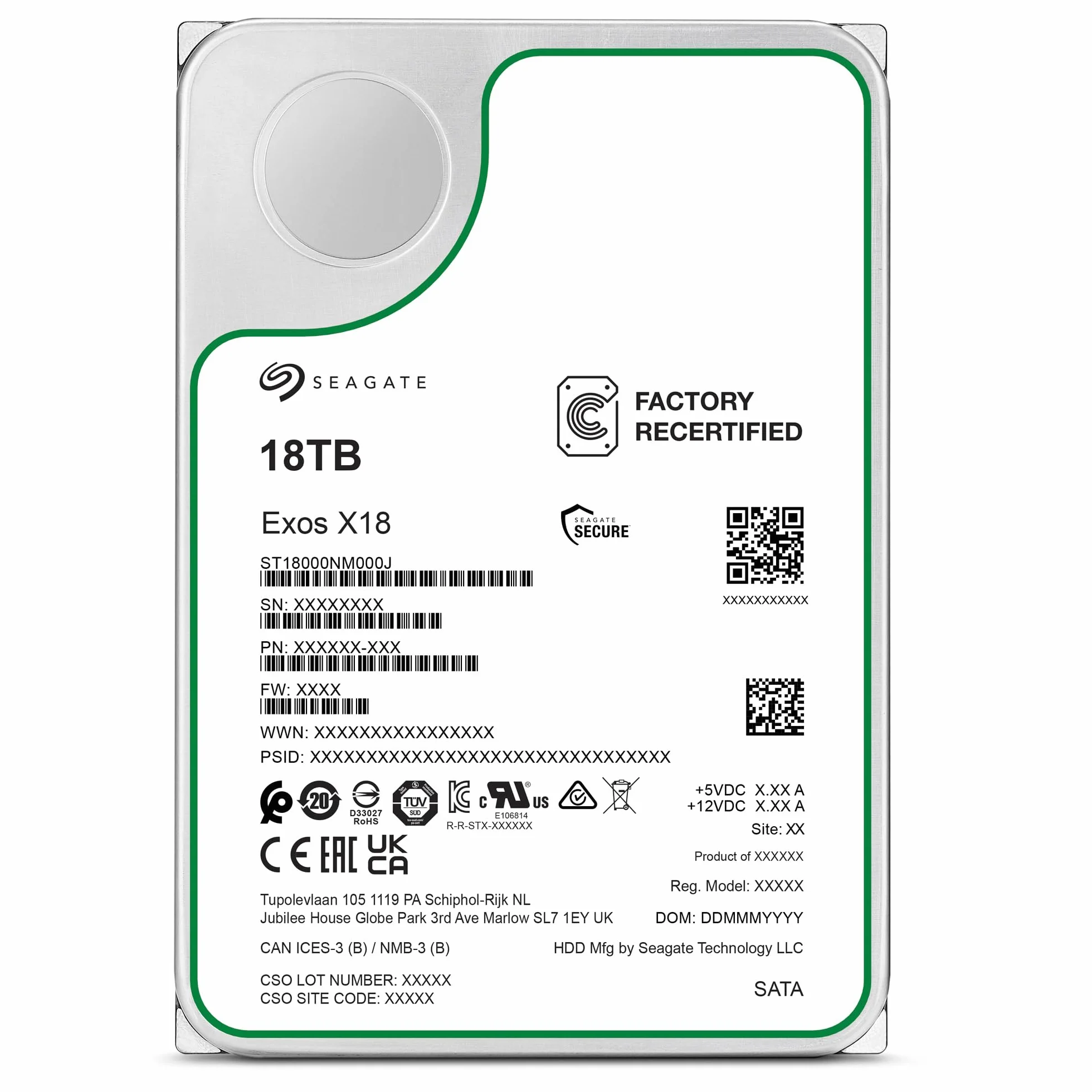 Seagate Enterprise 18 TB 7200 RPM SATA ST18000NM00J 3.5"