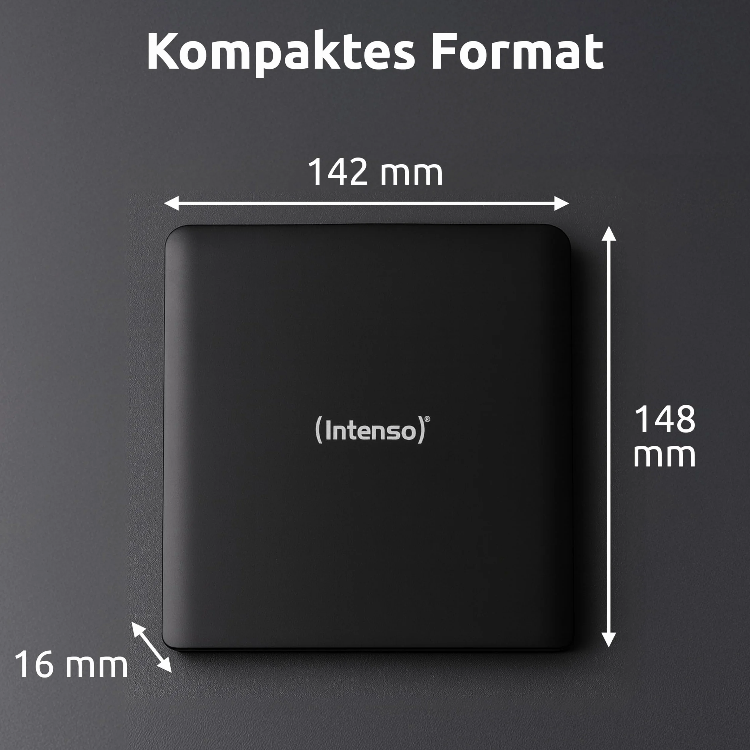 Intenso Unità esterna Blu-ray EOD 500BD Slim, USB 3.2, per laptop, desktop, iMac, MacBook, Windows, MacOS, con software di masterizzazione gratuito Ashampoo Burning Studio, nero