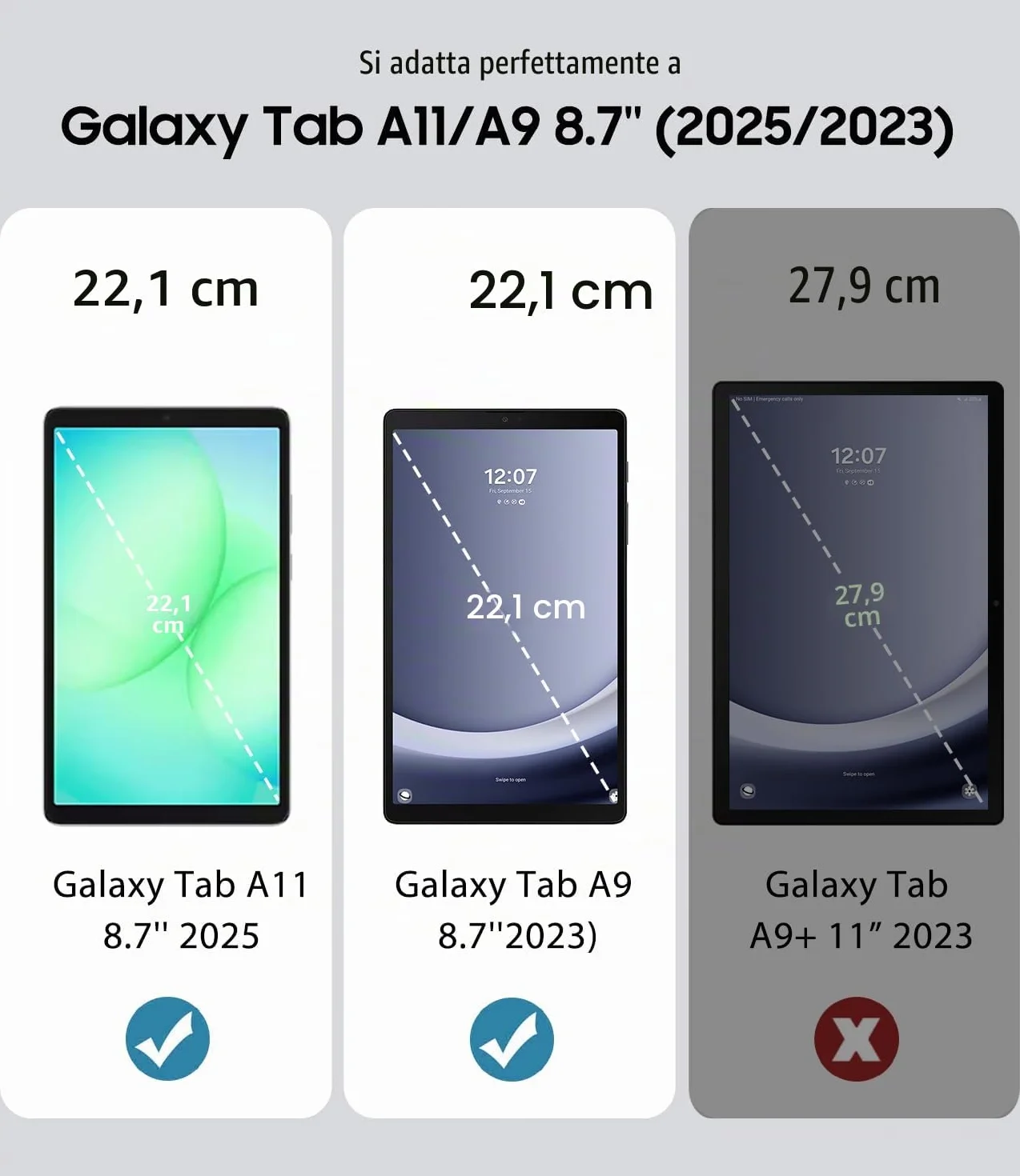 TiMOVO Cover Protettiva Samsung Galaxy Tab A11/A9 8,7 Pollici 2025/2023, Guscio Posteriore Rigido, Nero