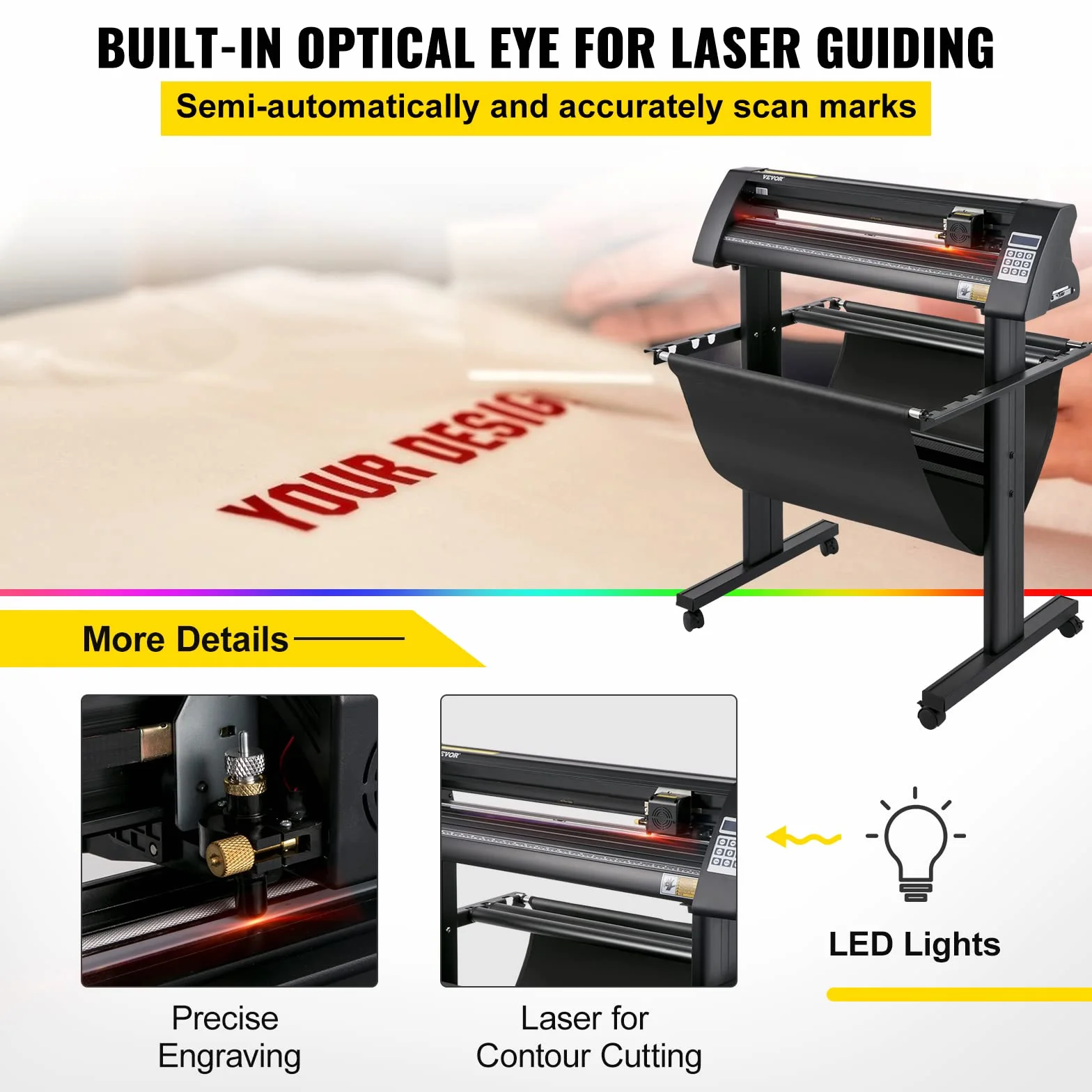 VEVOR Plotter da Taglio per Vinile Semiautomatico, Modello KH-870A 870 mm 95 W Taglierina per Plotter Vinile Flexi con Display LED per Adesivi per Auto, Segnali Stradali, Palloncini, Caschi, ecc.